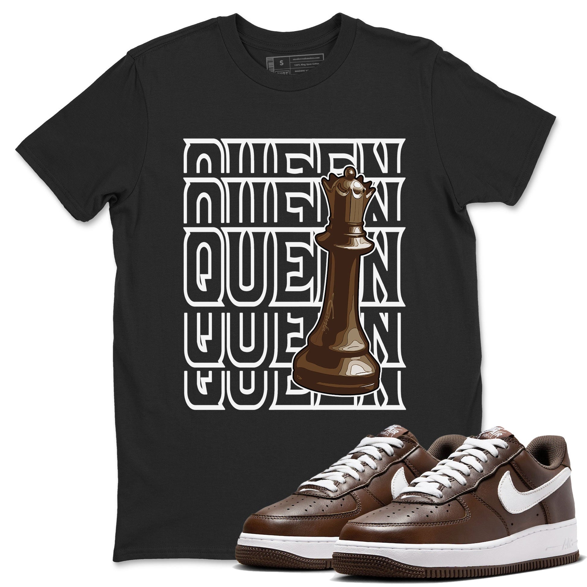 AF1 Chocolate shirt to match jordans Queen sneaker tees Air Force 1 Chocolate SNRT Sneaker Release Tees Cotton Sneaker Tee Black 1 T-Shirt
