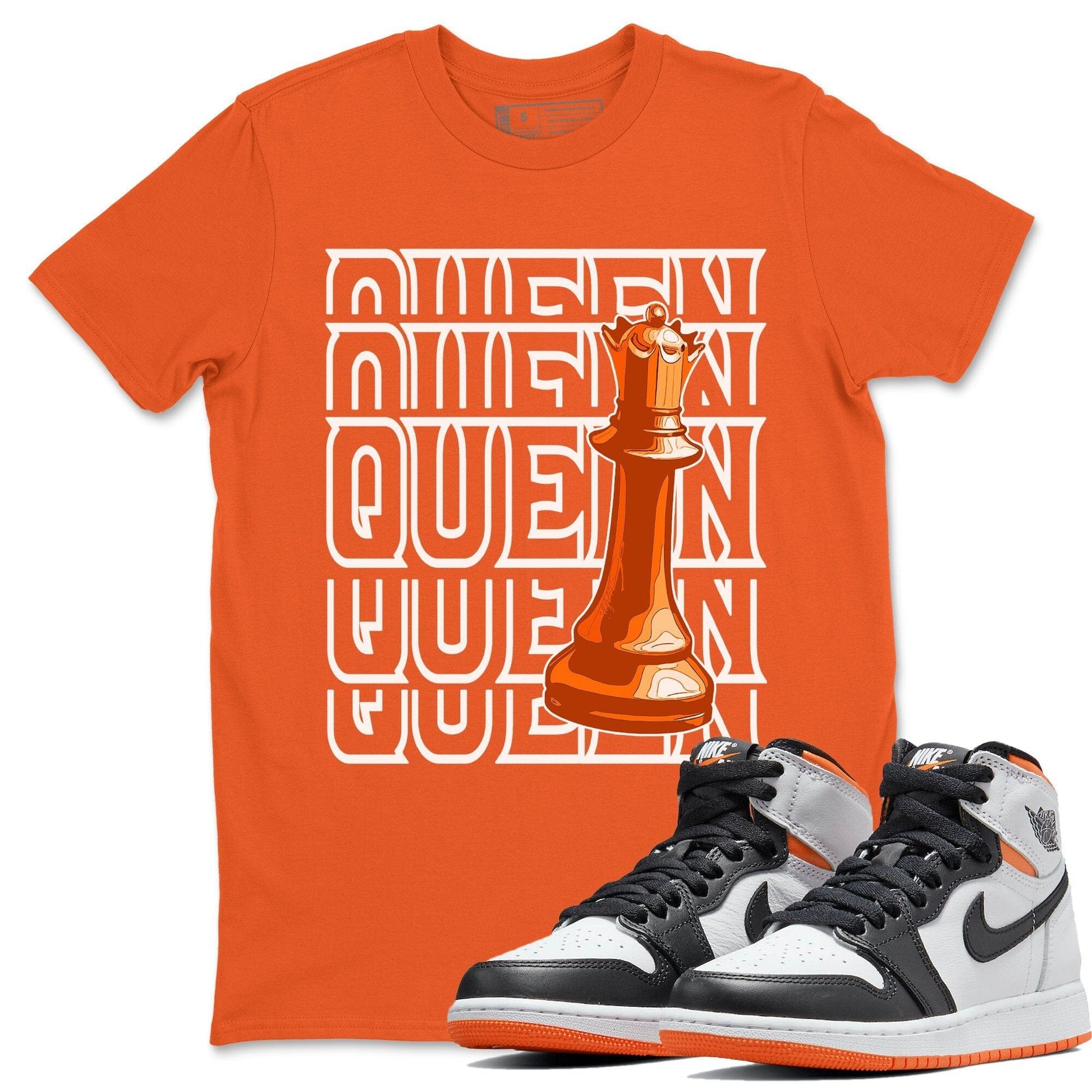 Jordan 1 Electro Orange Sneaker Match Tees Queen Sneaker Tees Jordan 1 Electro Orange Sneaker Release Tees Unisex Shirts