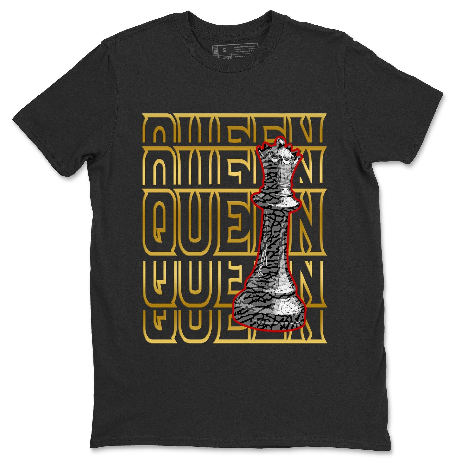 Jordan 3 Black Gold Sneaker Match Tees Queen Sneaker Tees Jordan 3 Black Gold Sneaker Release Tees Unisex Shirts