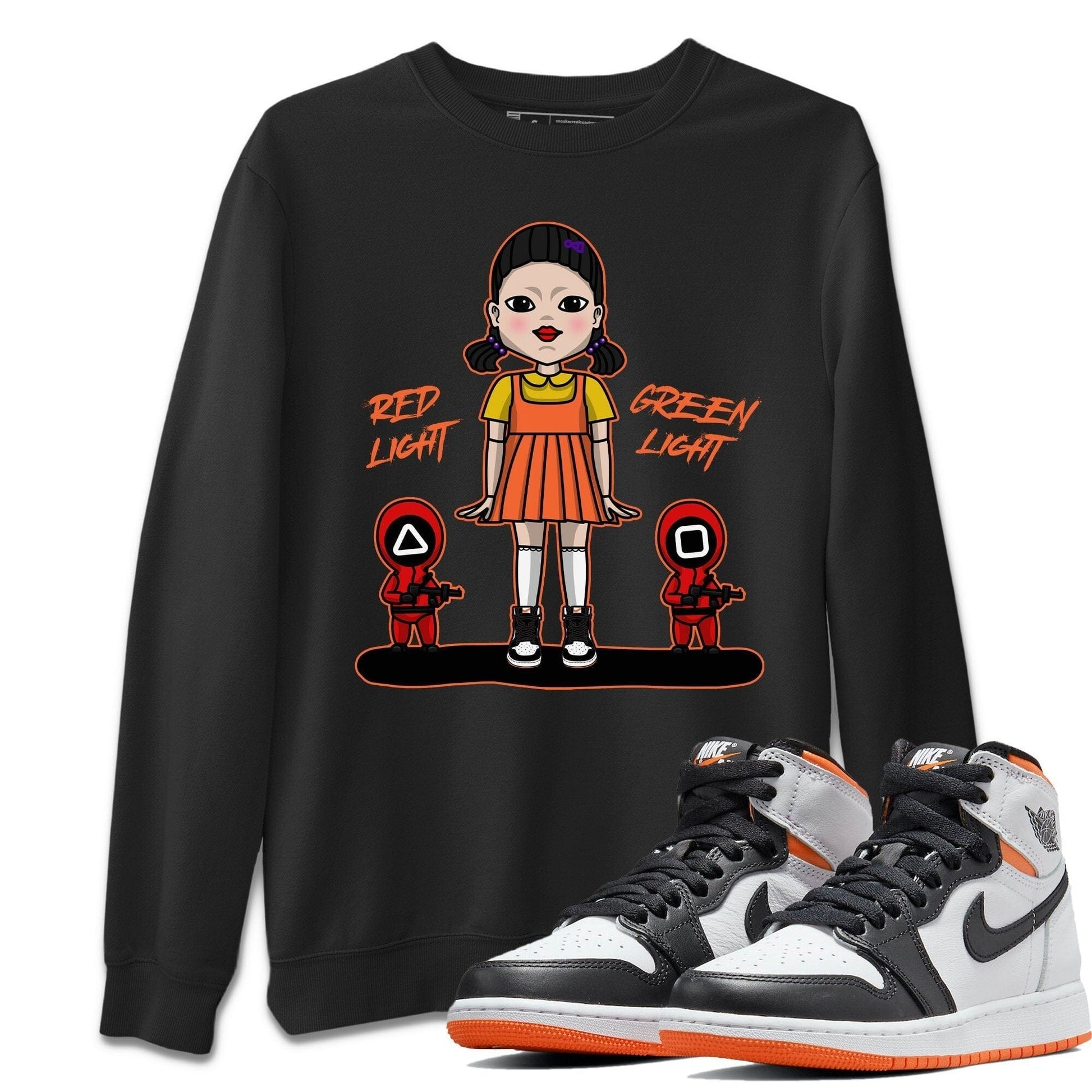 Jordan 1 Electro Orange unique Halloween sneaker tee Red Light Green Light Sneaker Tees Jordan 1 Electro Orange Sneaker Release Tees Unisex Shirts