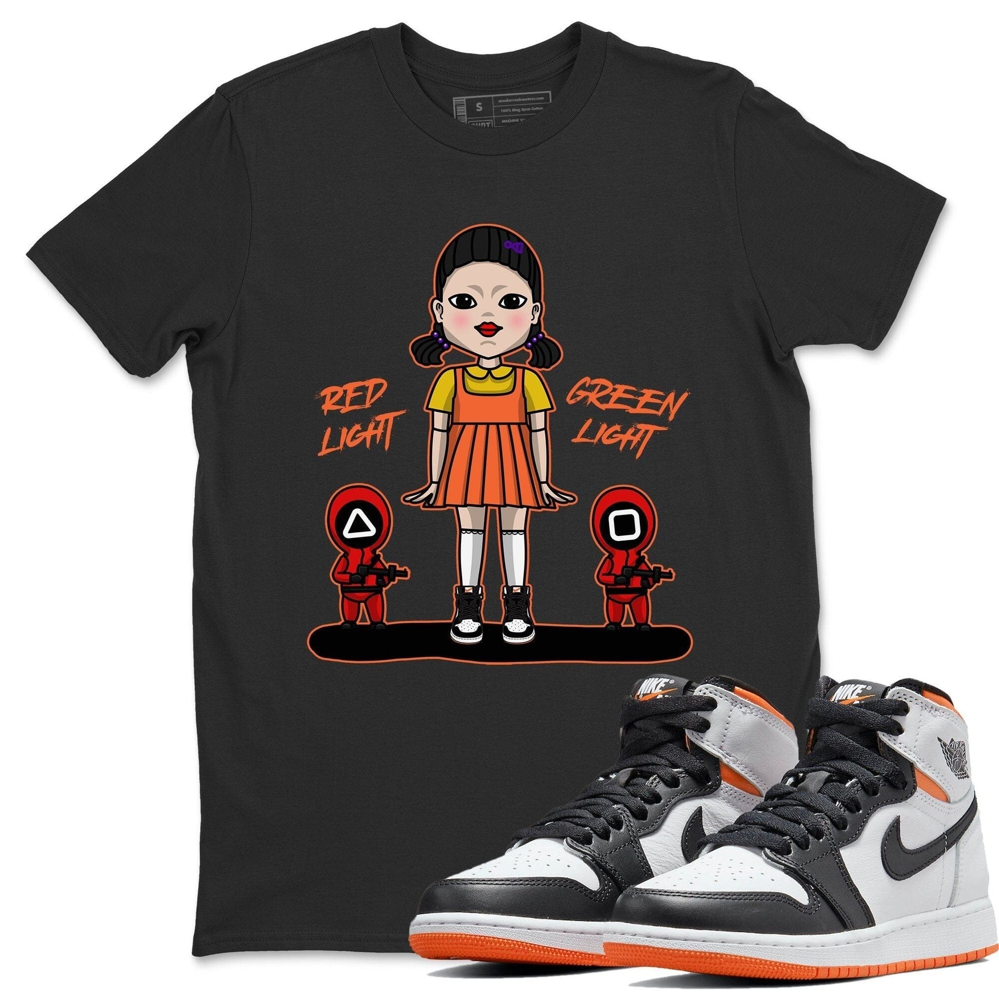 Jordan 1 Electro Orange unique Halloween sneaker tee Red Light Green Light Sneaker Tees Jordan 1 Electro Orange Sneaker Release Tees Unisex Shirts