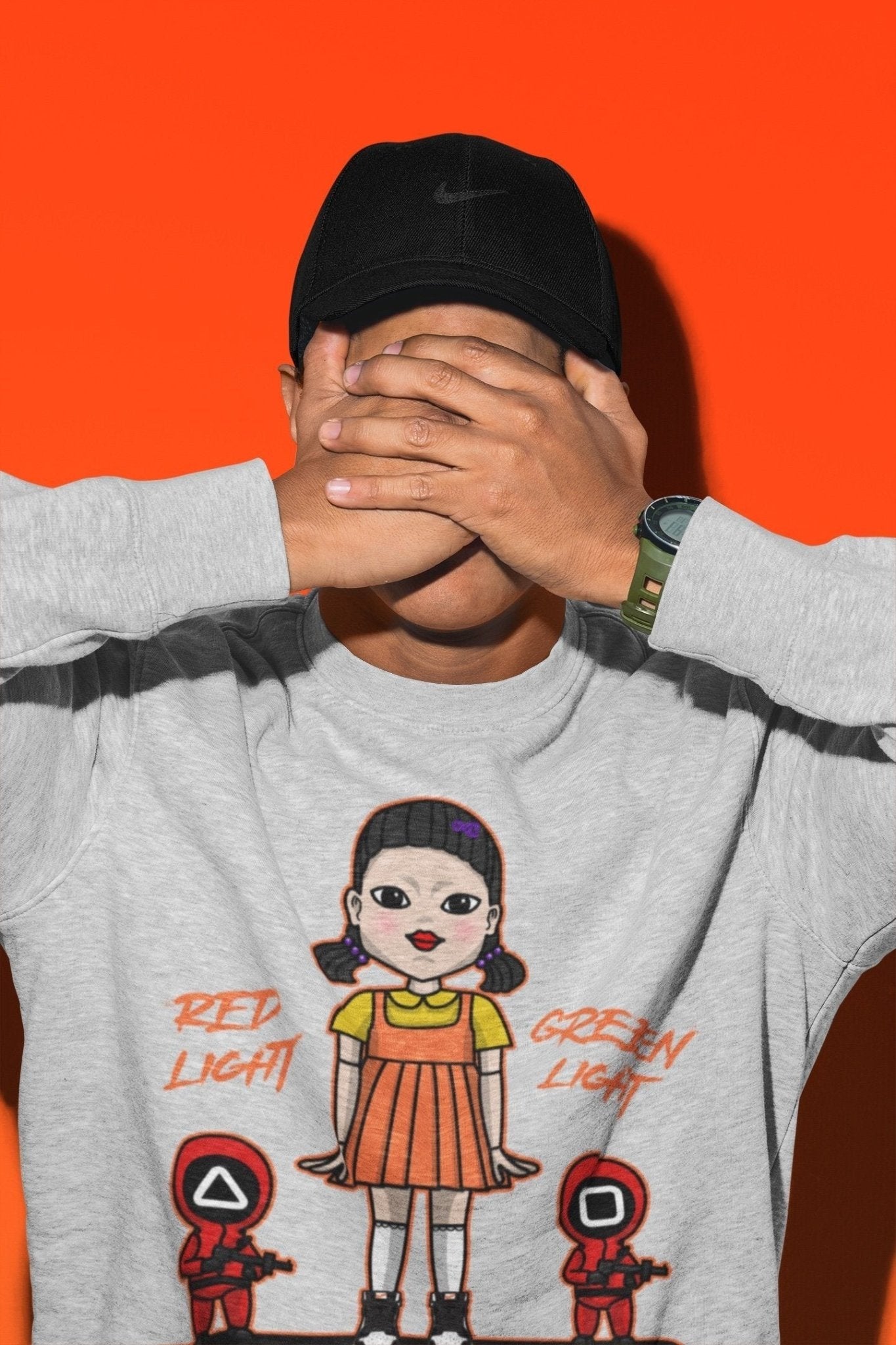 Jordan 1 Electro Orange unique Halloween sneaker tee Red Light Green Light Sneaker Tees Jordan 1 Electro Orange Sneaker Release Tees Unisex Shirts