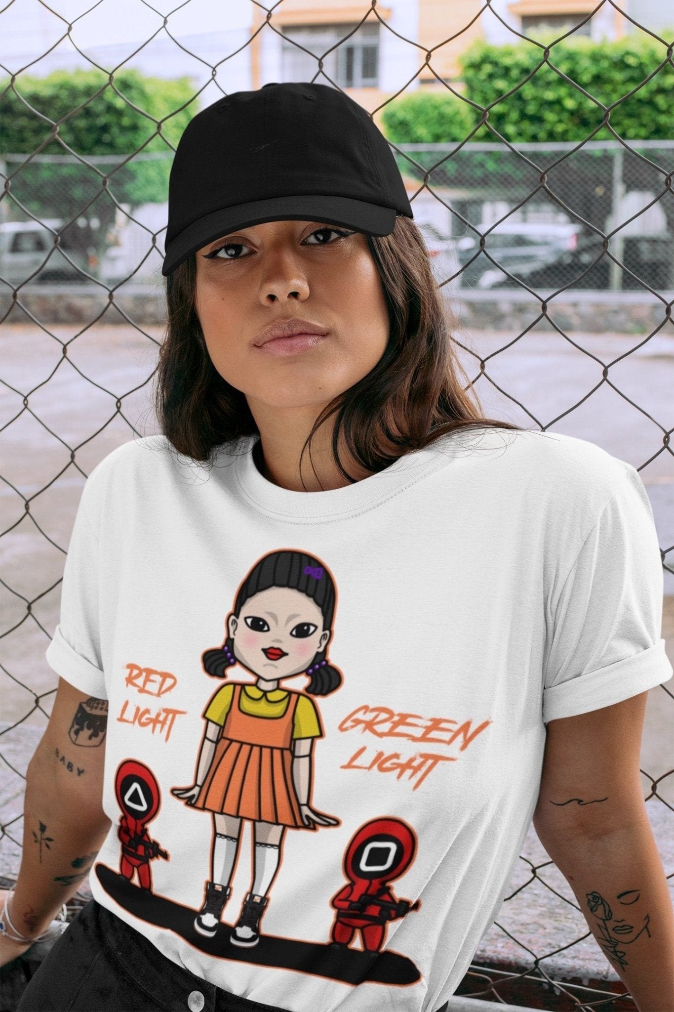 Jordan 1 Electro Orange unique Halloween sneaker tee Red Light Green Light Sneaker Tees Jordan 1 Electro Orange Sneaker Release Tees Unisex Shirts