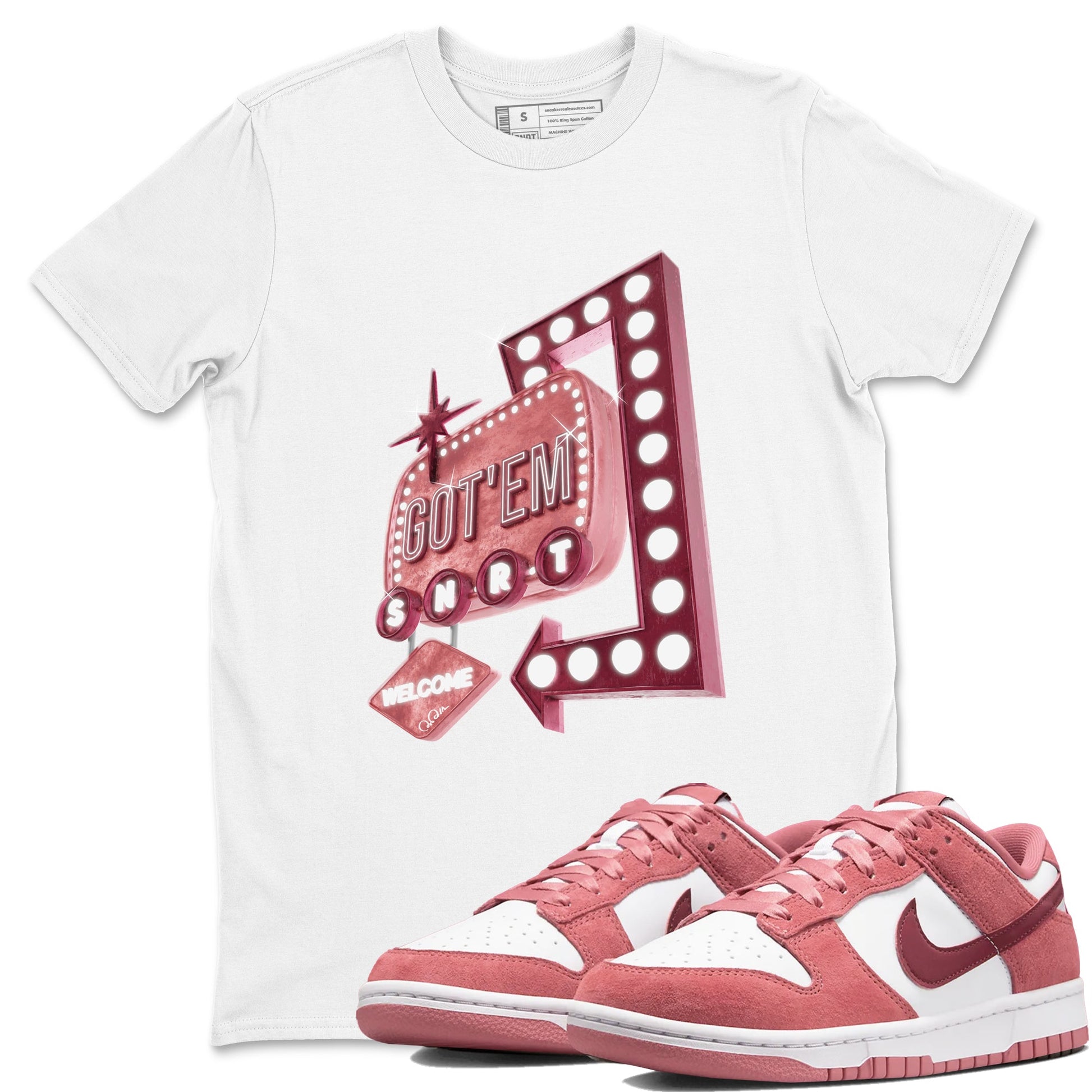 Dunk Valentines Day 2024 shirt to match jordans Retro Neon Sign sneaker tees Dunk Happy Valentines Day 2024 SNRT Sneaker Release Tees Unisex White 1 T-Shirt