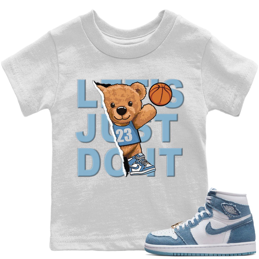 Jordan 1 Denim Sneaker Match Tees Rib Out Bear Sneaker Tees Jordan 1 Denim Sneaker Release Tees Kids Shirts