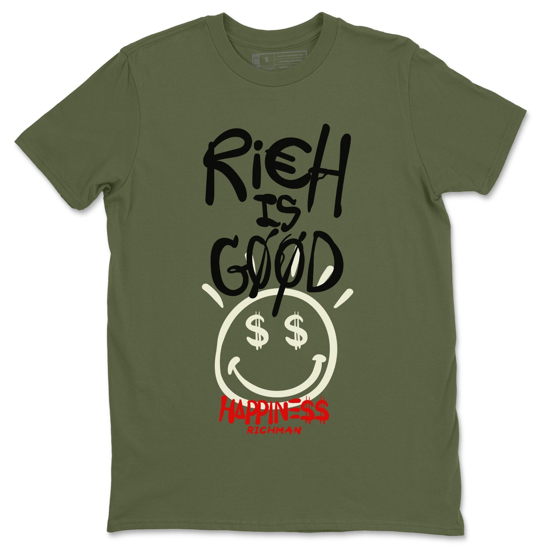 Jordan 1 Travis Scott Olive Sneaker Match Tees Rich Is Good Sneaker Tees Jordan 1 Travis Scott Olive Sneaker Release Tees Unisex Shirts