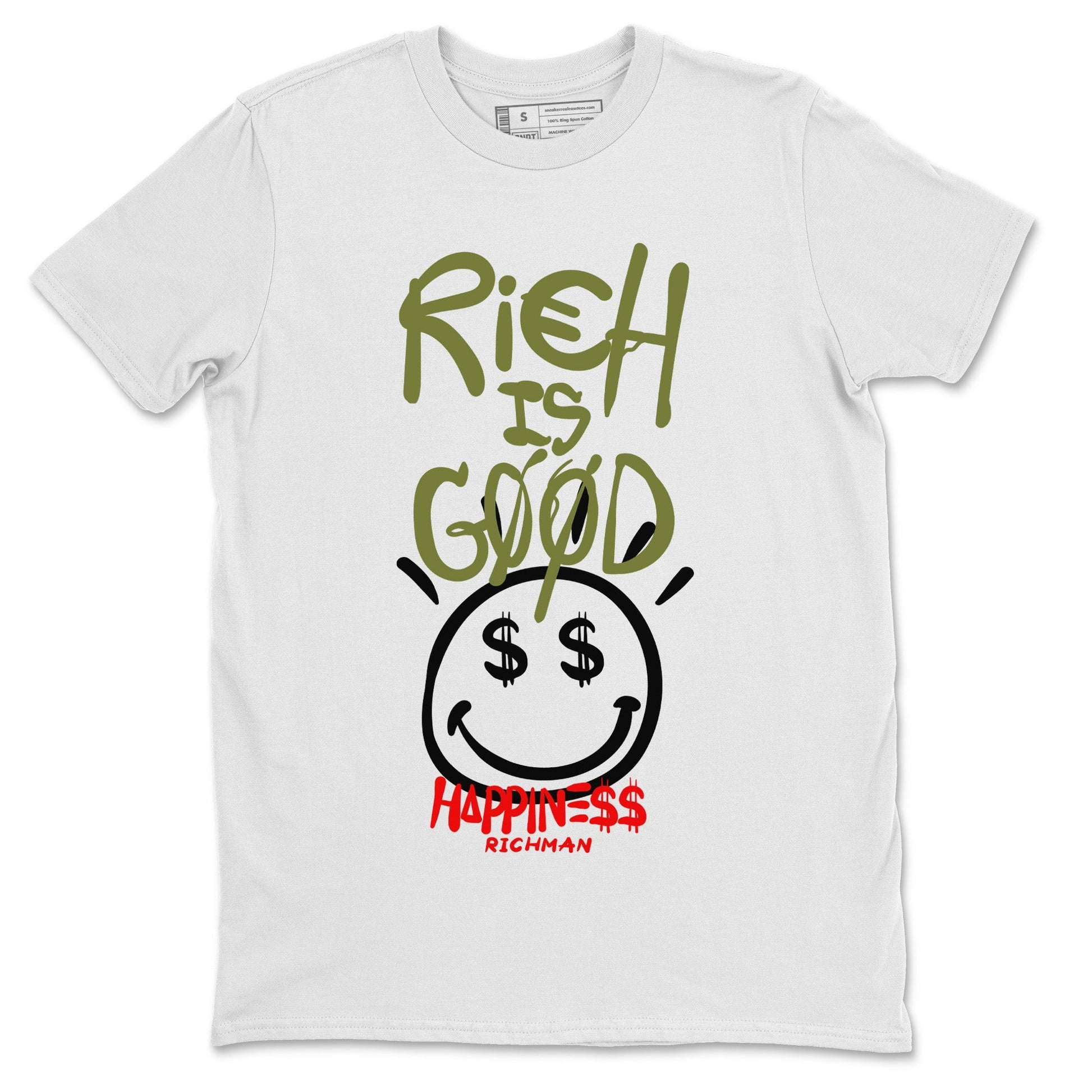 Jordan 1 Travis Scott Olive Sneaker Match Tees Rich Is Good Sneaker Tees Jordan 1 Travis Scott Olive Sneaker Release Tees Unisex Shirts