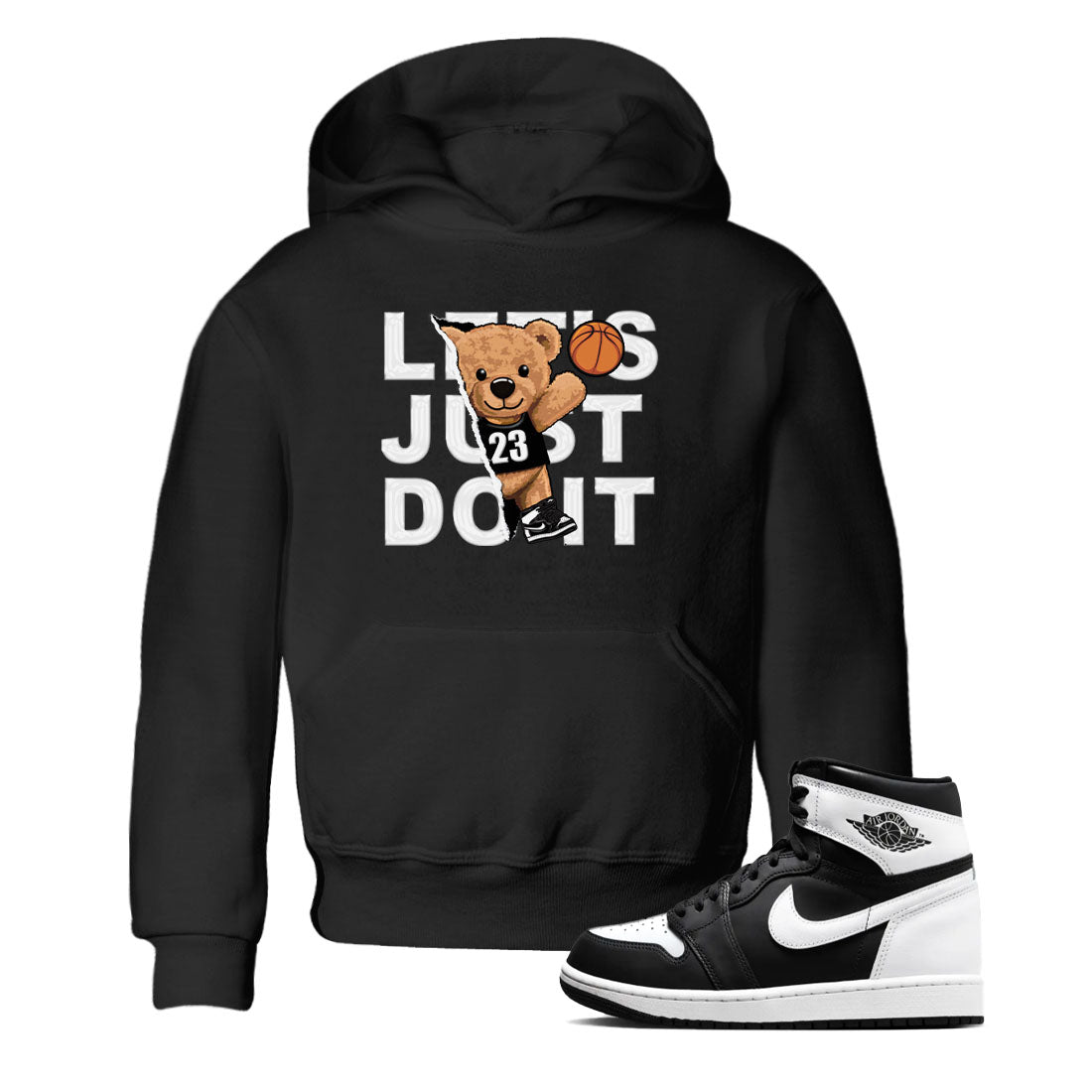 1s Black White shirt to match jordans Rip Out Bear sneaker tees Air Jordan 1 Black White SNRT sneaker release tees baby toddler Black 1 cotton Shirt