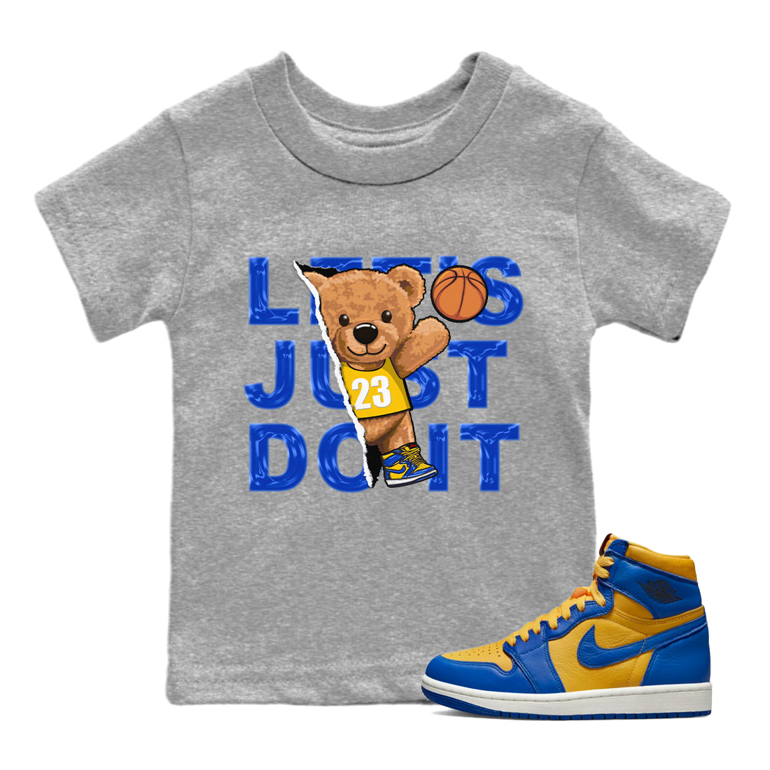 Jordan 1 Game Royal Varsity Maize | Rip Out Bear Kids Shirts