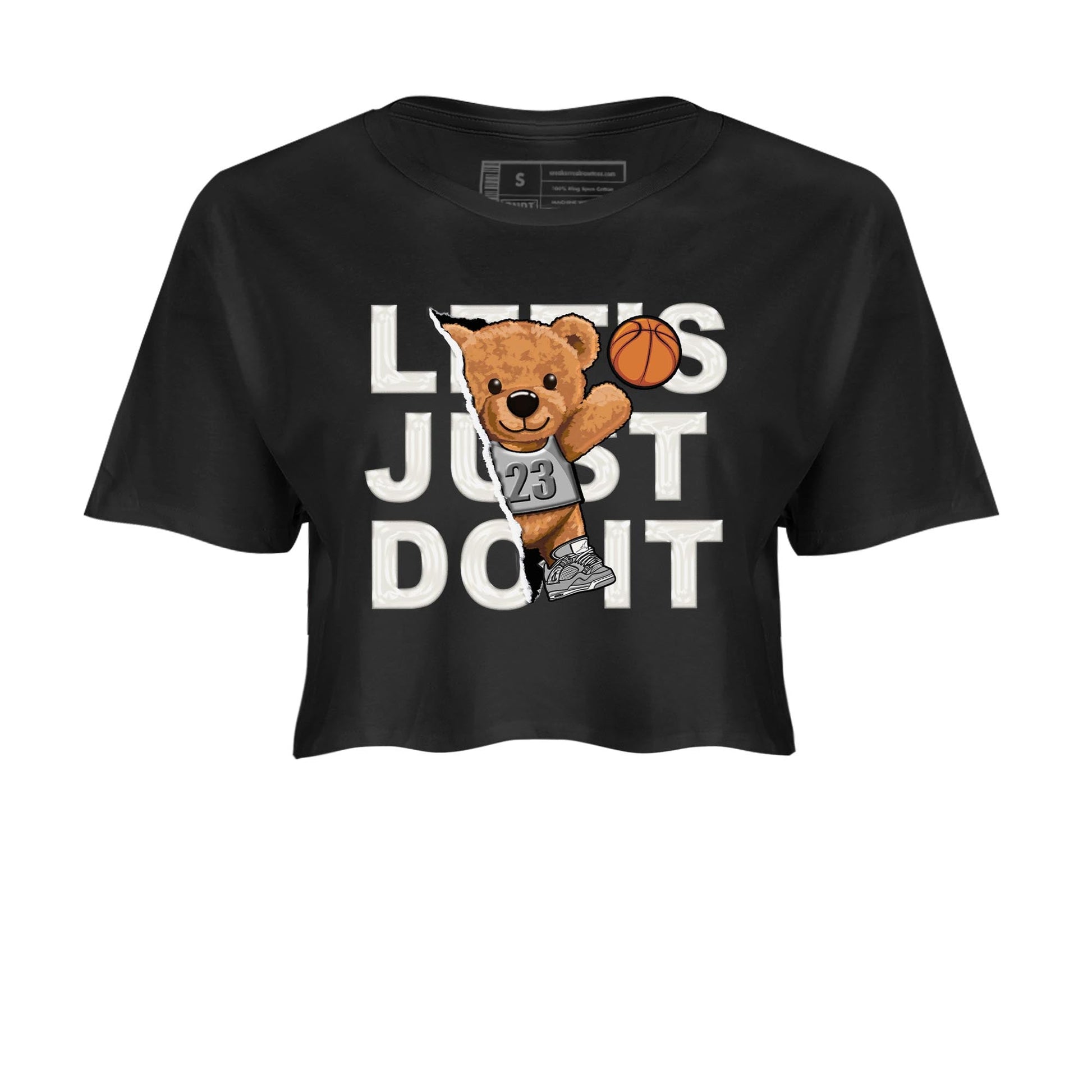 AJ4 Frozen Moments shirt to match jordans Rip Out Bear sneaker tees Crew Neck AJ4 Frozen Moments SNRT Sneaker Release Tees Black 2 Crop T-Shirt