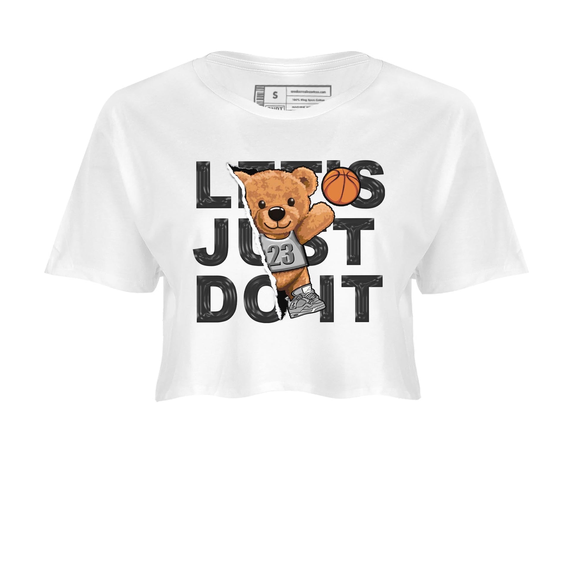 AJ4 Frozen Moments shirt to match jordans Rip Out Bear sneaker tees Crew Neck AJ4 Frozen Moments SNRT Sneaker Release Tees White 2 Crop T-Shirt