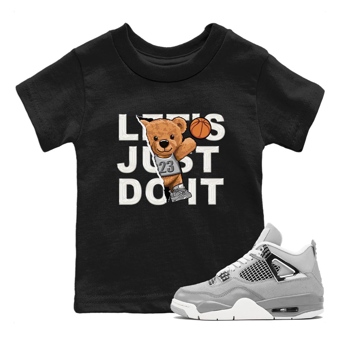 AJ4 Frozen Moments shirt to match jordans Rip Out Bear sneaker tees Crew Neck AJ4 Frozen Moments SNRT Sneaker Release Tees Baby Toddler Black 1 T-Shirt