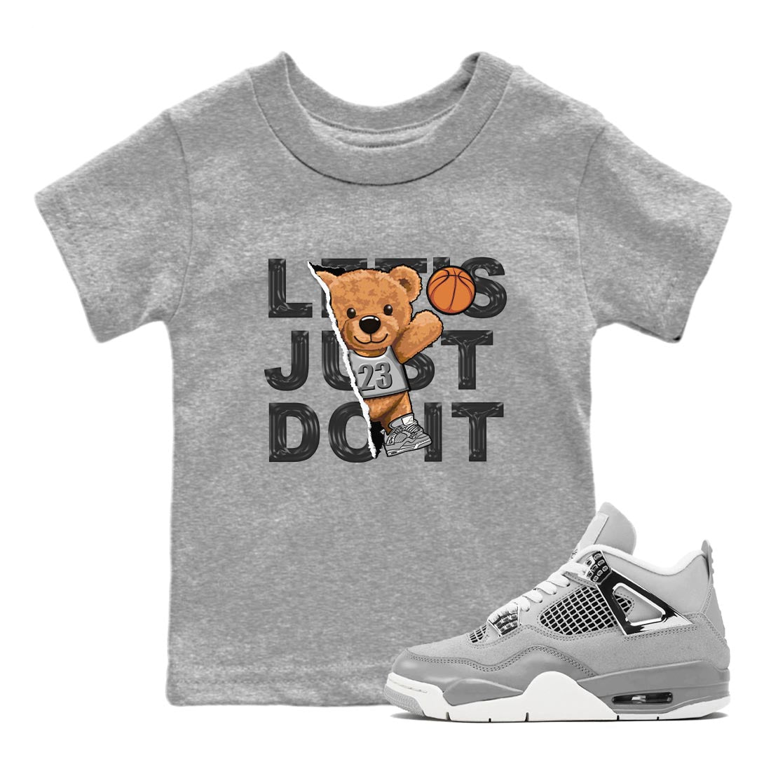 AJ4 Frozen Moments shirt to match jordans Rip Out Bear sneaker tees Crew Neck AJ4 Frozen Moments SNRT Sneaker Release Tees Baby Toddler Heather Grey 1 T-Shirt