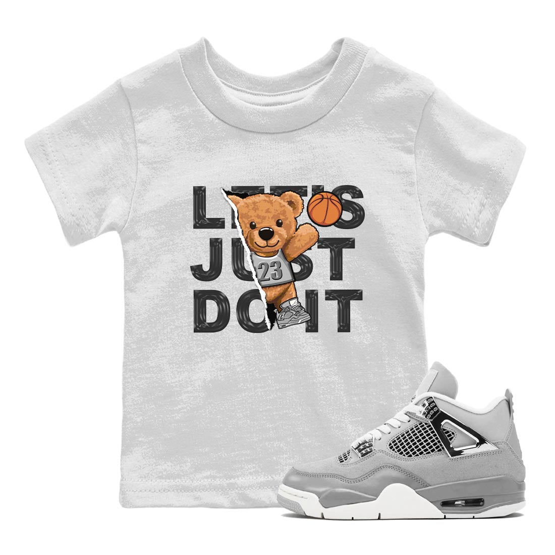 AJ4 Frozen Moments shirt to match jordans Rip Out Bear sneaker tees Crew Neck AJ4 Frozen Moments SNRT Sneaker Release Tees Baby Toddler White 1 T-Shirt