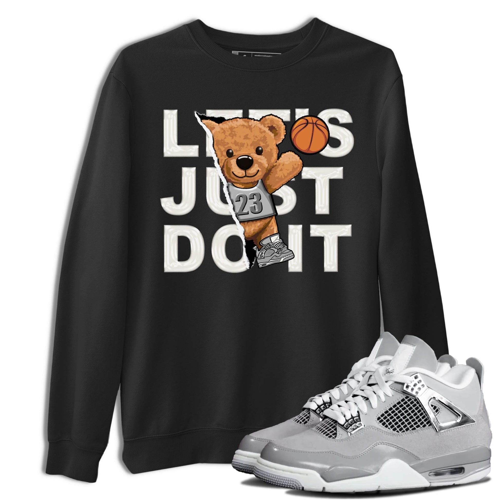 AJ4 Frozen Moments shirt to match jordans Rip Out Bear sneaker tees Crew Neck AJ4 Frozen Moments SNRT Sneaker Release Tees Unisex Casual Shirts Black 1 T-Shirt
