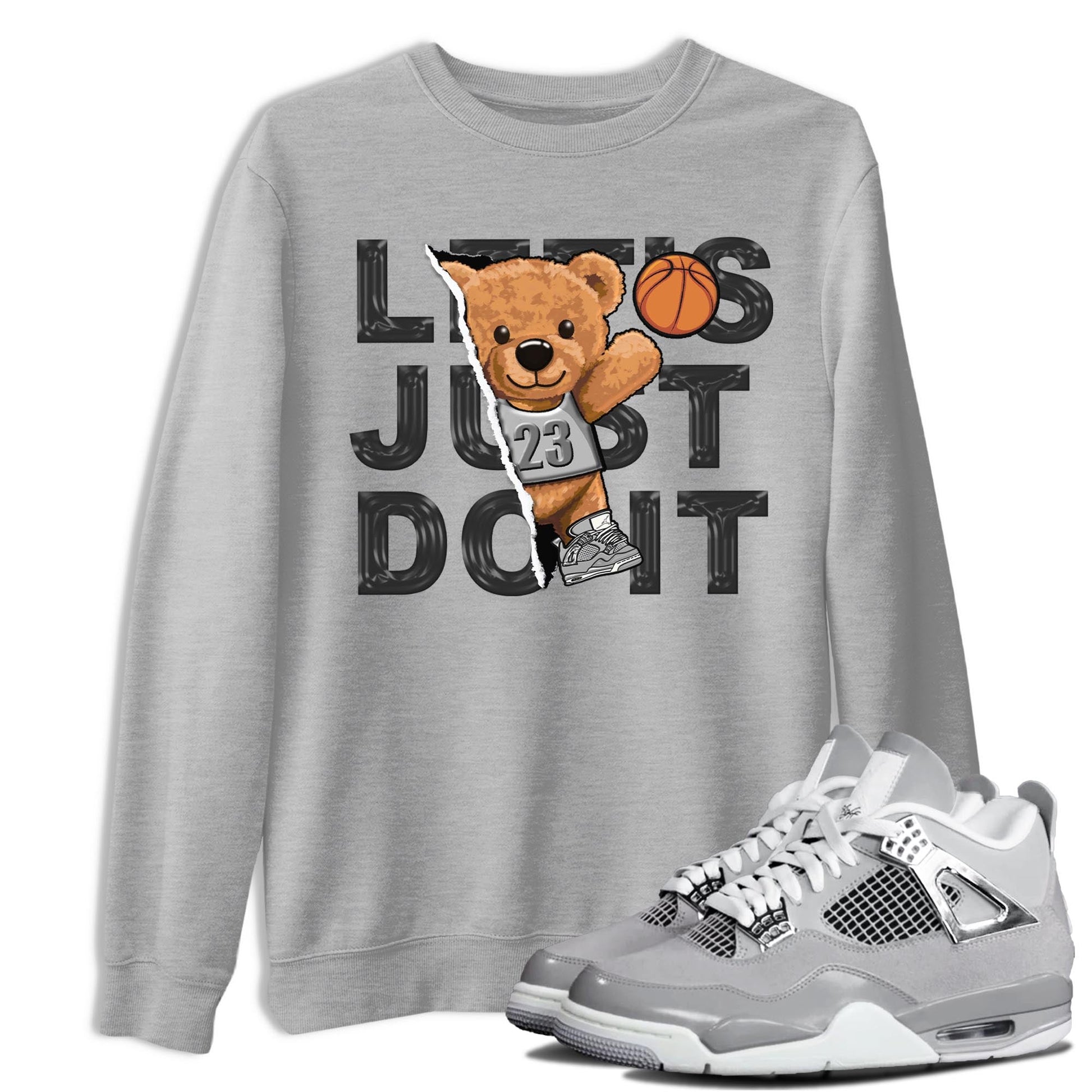 AJ4 Frozen Moments shirt to match jordans Rip Out Bear sneaker tees Crew Neck AJ4 Frozen Moments SNRT Sneaker Release Tees Unisex Casual Shirts Heather Grey 1 T-Shirt