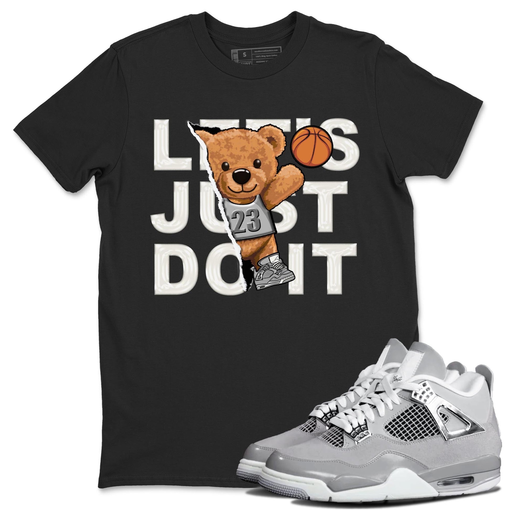 AJ4 Frozen Moments shirt to match jordans Rip Out Bear sneaker tees Crew Neck AJ4 Frozen Moments SNRT Sneaker Release Tees Unisex Casual Shirts Black 1 T-Shirt