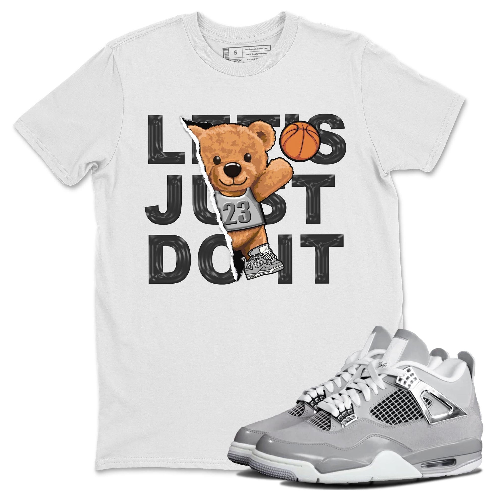 AJ4 Frozen Moments shirt to match jordans Rip Out Bear sneaker tees Crew Neck AJ4 Frozen Moments SNRT Sneaker Release Tees Unisex Casual Shirts White 1 T-Shirt