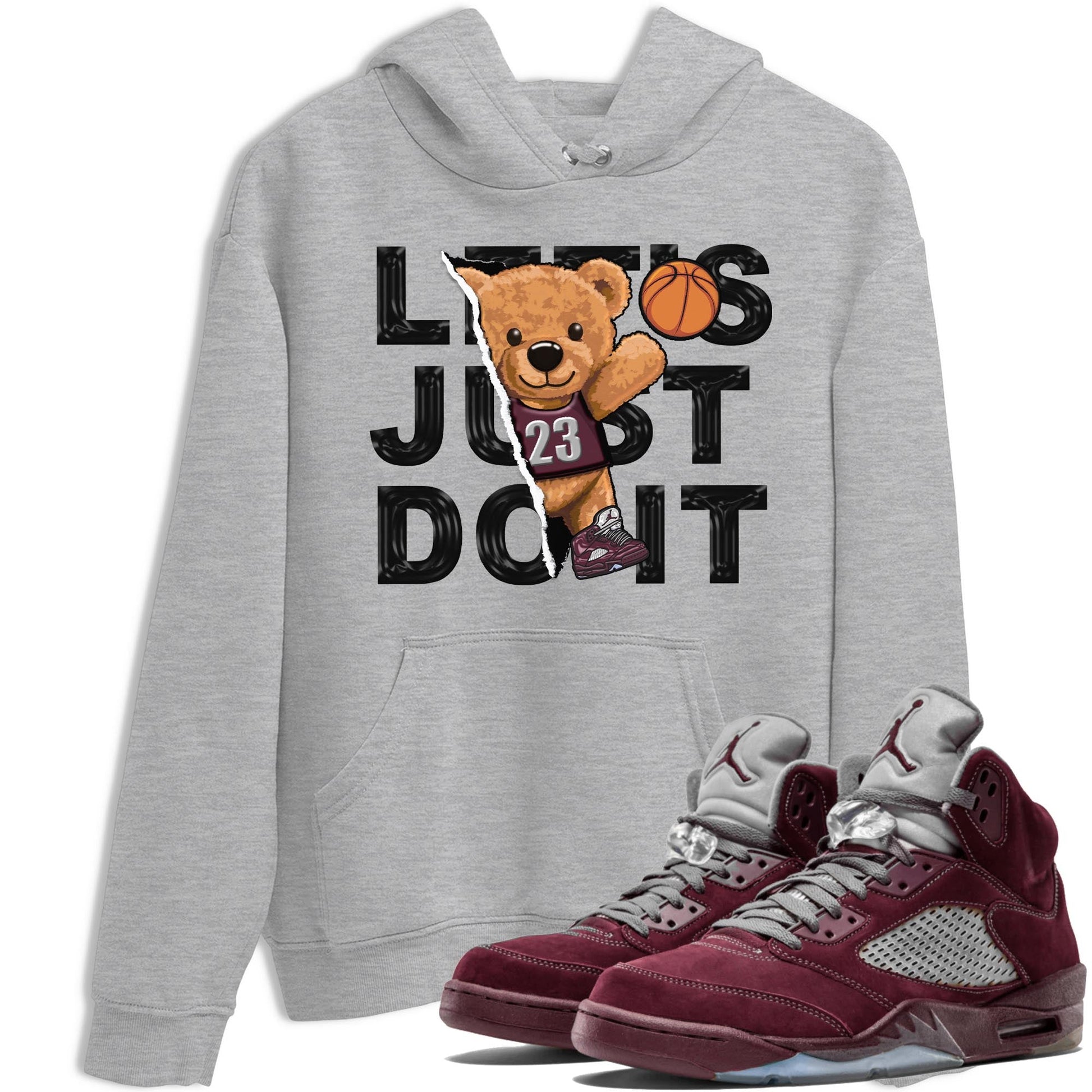 Jordan 5 Burgundy shirt to match jordans Rip Out Bear sneaker tees Crew Neck AJ5 Burgundy SNRT Sneaker Release Tees Unisex Casual Shirts Heather Grey 1 T-Shirt