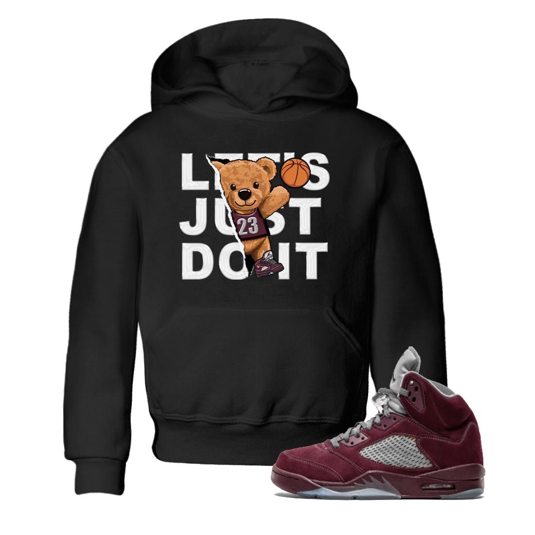 Jordan 5 Burgundy shirt to match jordans Rip Out Bear sneaker tees Crew Neck AJ5 Burgundy SNRT Sneaker Release Tees Baby Toddler Black 1 T-Shirt