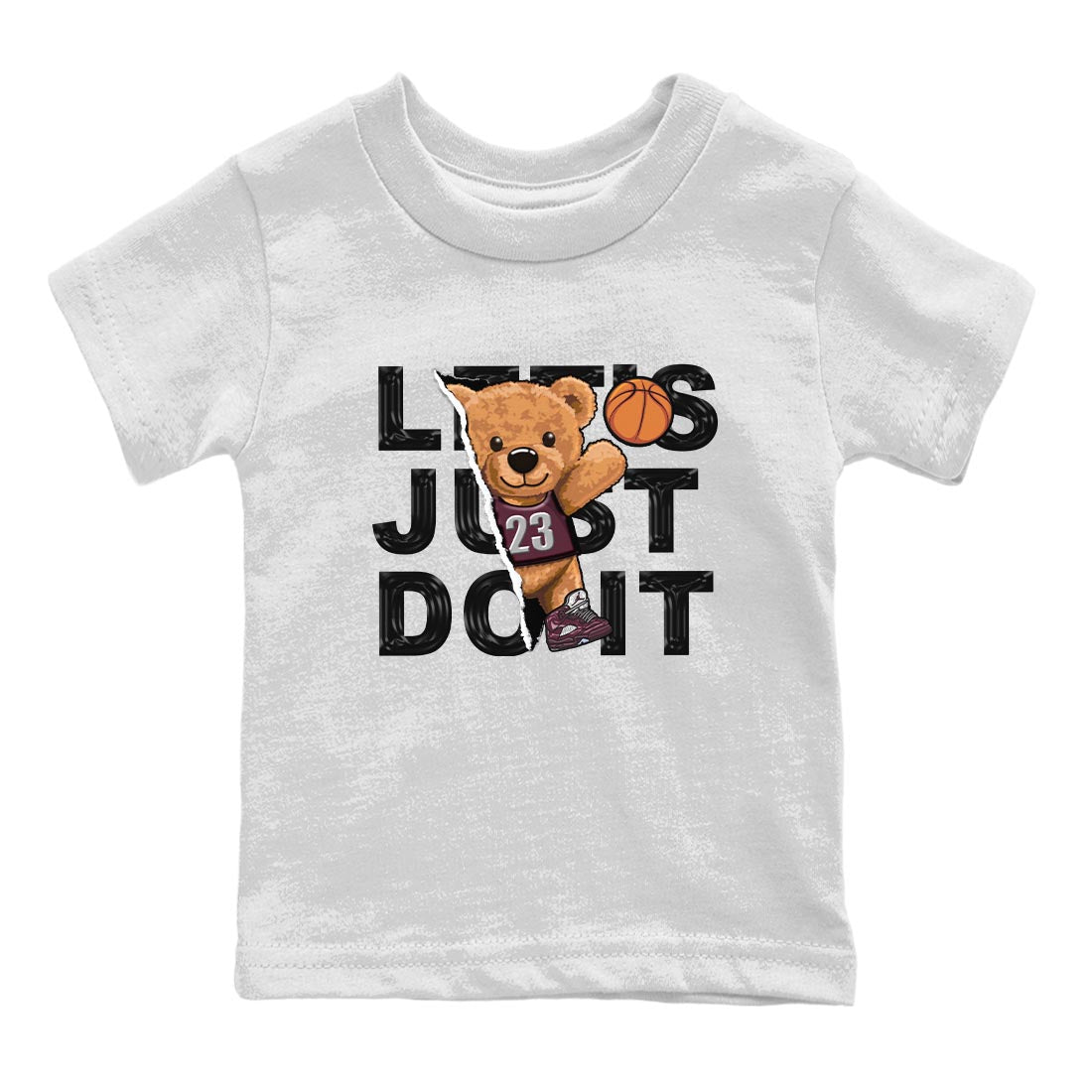 Jordan 5 Burgundy shirt to match jordans Rip Out Bear sneaker tees Crew Neck AJ5 Burgundy SNRT Sneaker Release Tees Baby Toddler White 2 T-Shirt