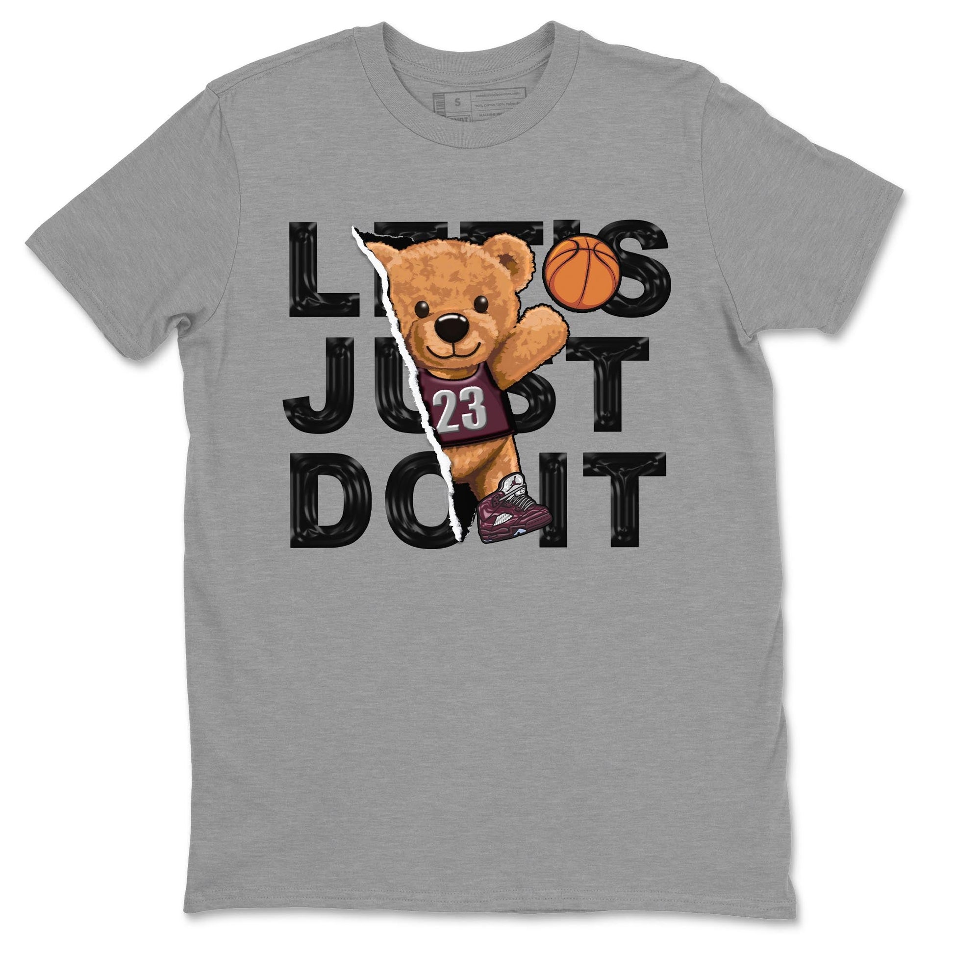 Jordan 5 Burgundy shirt to match jordans Rip Out Bear sneaker tees Crew Neck AJ5 Burgundy SNRT Sneaker Release Tees Unisex Casual Shirts Heather Grey 2 T-Shirt