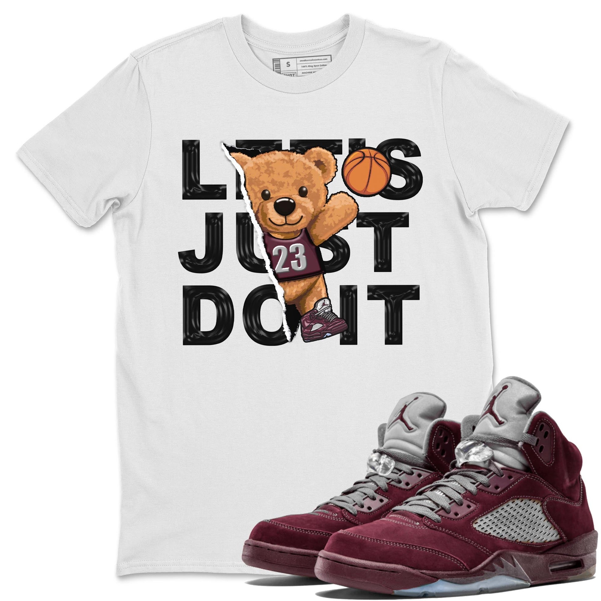 Jordan 5 Burgundy shirt to match jordans Rip Out Bear sneaker tees Crew Neck AJ5 Burgundy SNRT Sneaker Release Tees Unisex Casual Shirts White 1 T-Shirt
