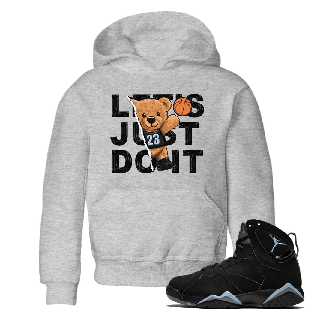 Air Jordan 7 Chambray shirt to match jordans Rip Out Bear sneaker tees AJ7 Chambray SNRT Sneaker Release Tees Baby Toddler Heather Grey 1 T-Shirt