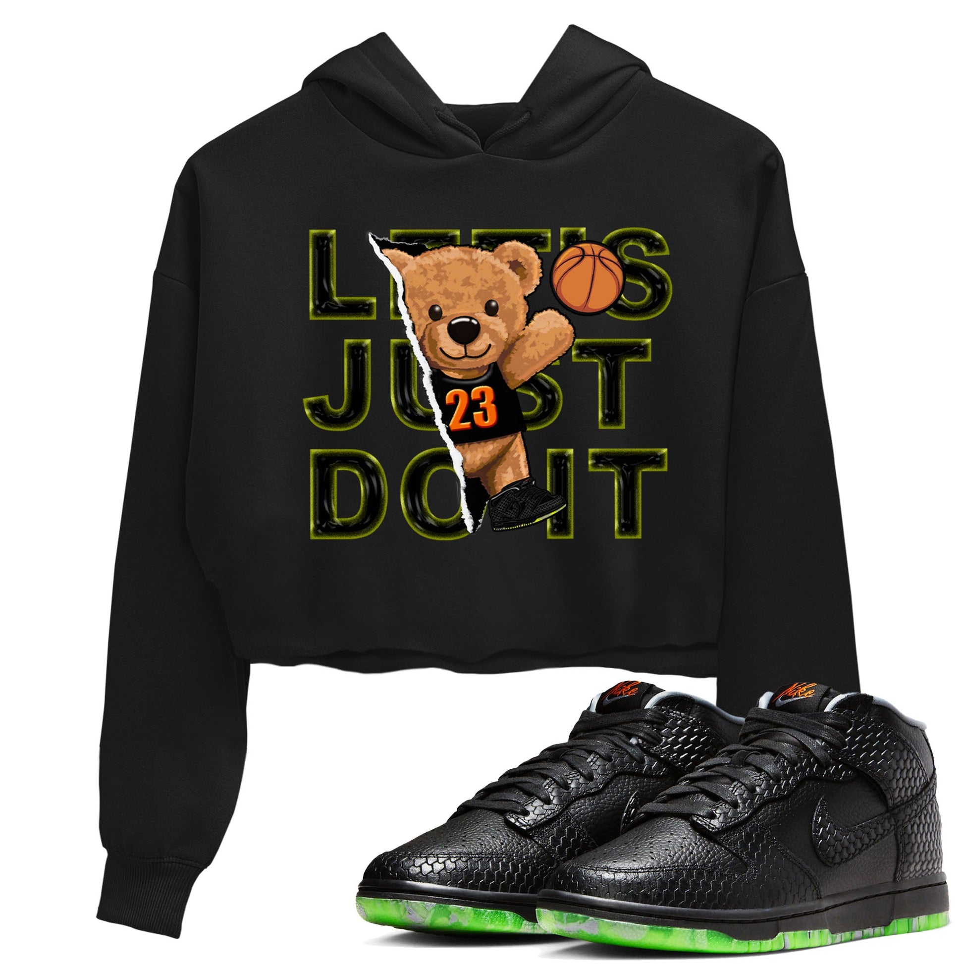 Nike Dunk Mid Premium shirt to match jordans Rip Out Bear sneaker tees Nike Dunk Mid Halloween SNRT Sneaker Tees Sneaker Matching Clothing Brand Black 1 Crop T-Shirt