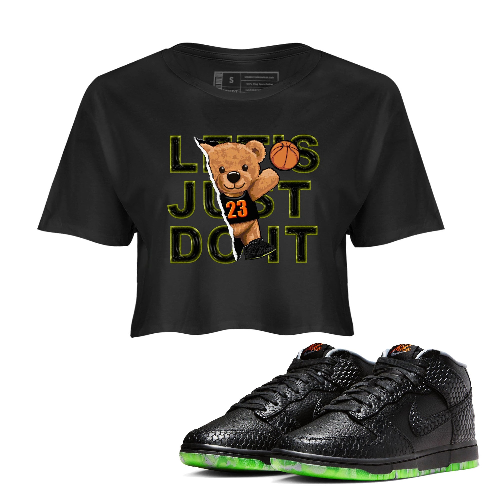 Nike Dunk Mid Premium shirt to match jordans Rip Out Bear sneaker tees Nike Dunk Mid Halloween SNRT Sneaker Tees Sneaker Matching Clothing Brand Black 1 Crop T-Shirt