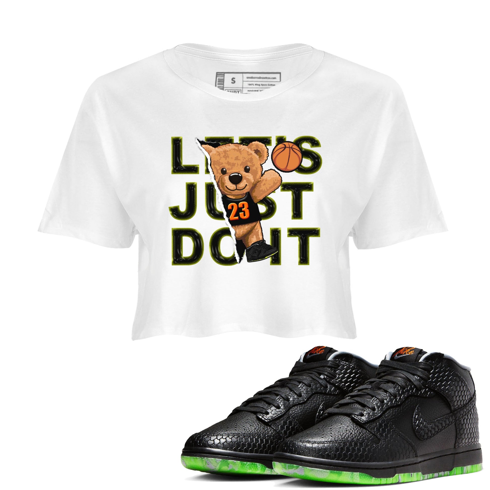 Nike Dunk Mid Premium shirt to match jordans Rip Out Bear sneaker tees Nike Dunk Mid Halloween SNRT Sneaker Tees Sneaker Matching Clothing Brand White 1 Crop T-Shirt