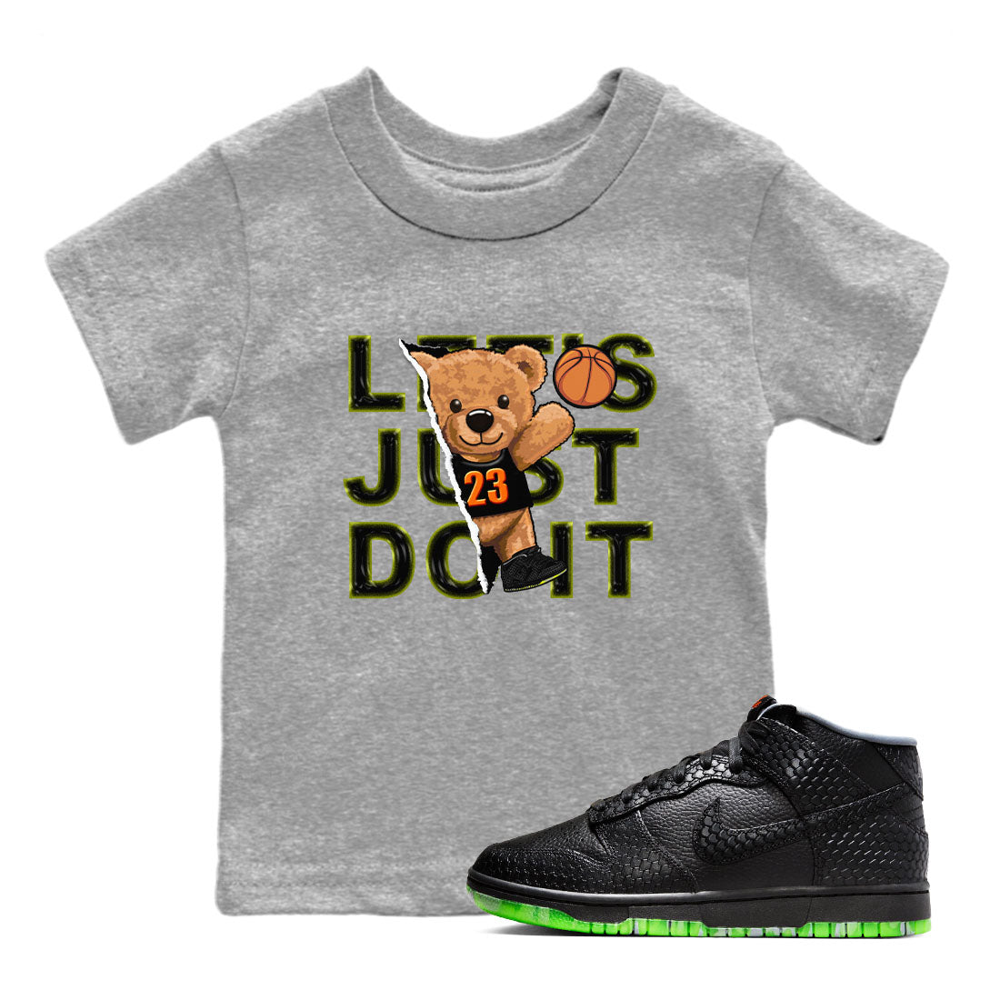 Nike Dunk Mid Premium shirt to match jordans Rip Out Bear sneaker tees Nike Dunk Mid Halloween SNRT Sneaker Tees Sneaker Matching Clothing Brand Baby Toddler Heather Grey 1 T-Shirt