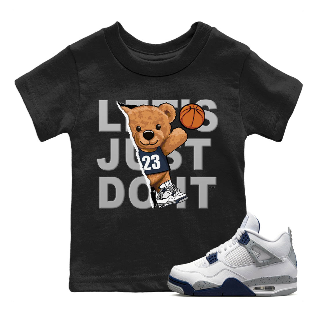 Jordan 4 Midnight Navy Sneaker Match Tees Rip Out Bear Sneaker Tees Jordan 4 Midnight Navy Sneaker Release Tees Kids Shirts