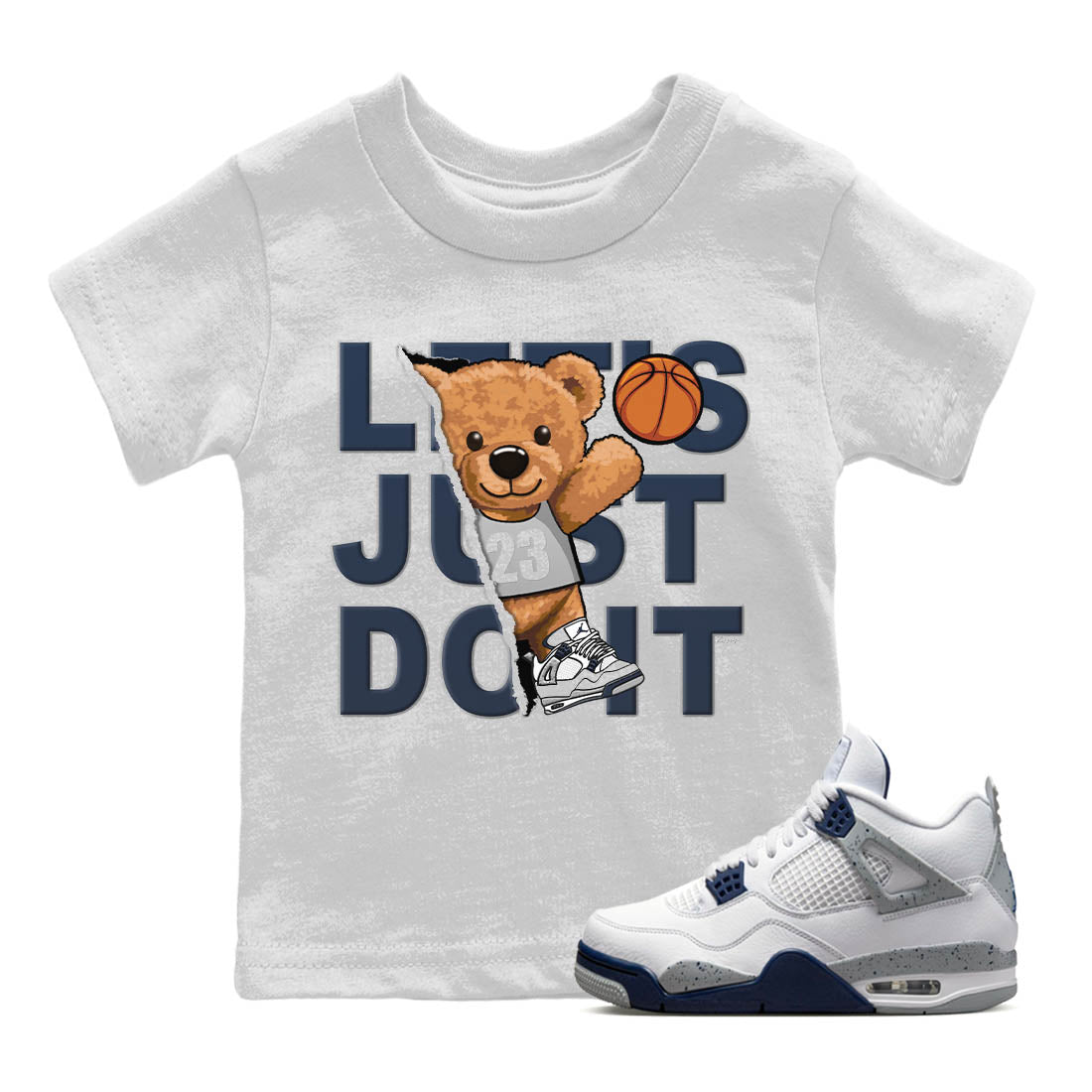 Jordan 4 Midnight Navy Sneaker Match Tees Rip Out Bear Sneaker Tees Jordan 4 Midnight Navy Sneaker Release Tees Kids Shirts
