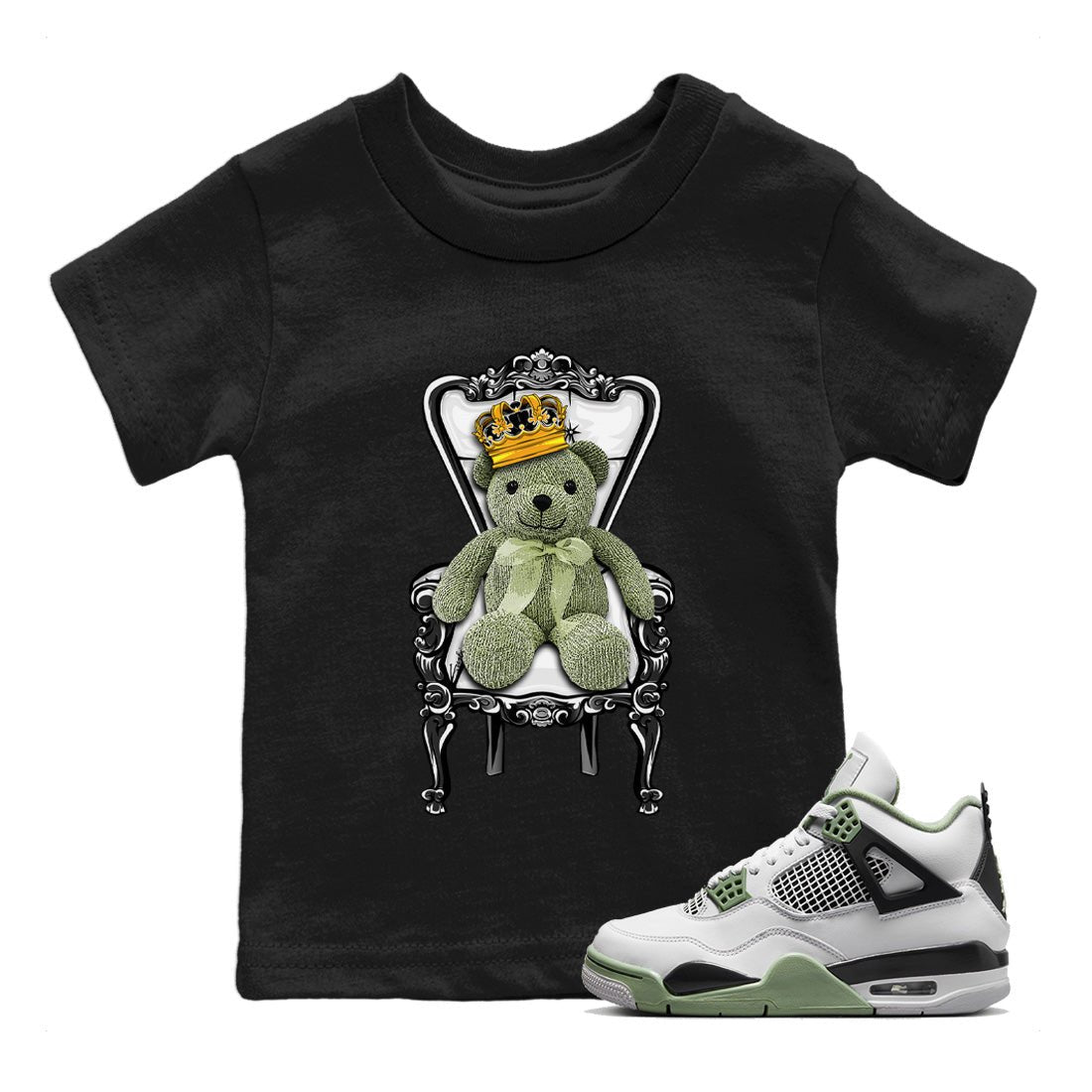 Jordan 4 Seafoam Sneaker Match Tees Royal Bear Sneaker Tees Jordan 4 Seafoam Sneaker Release Tees Kids Shirts