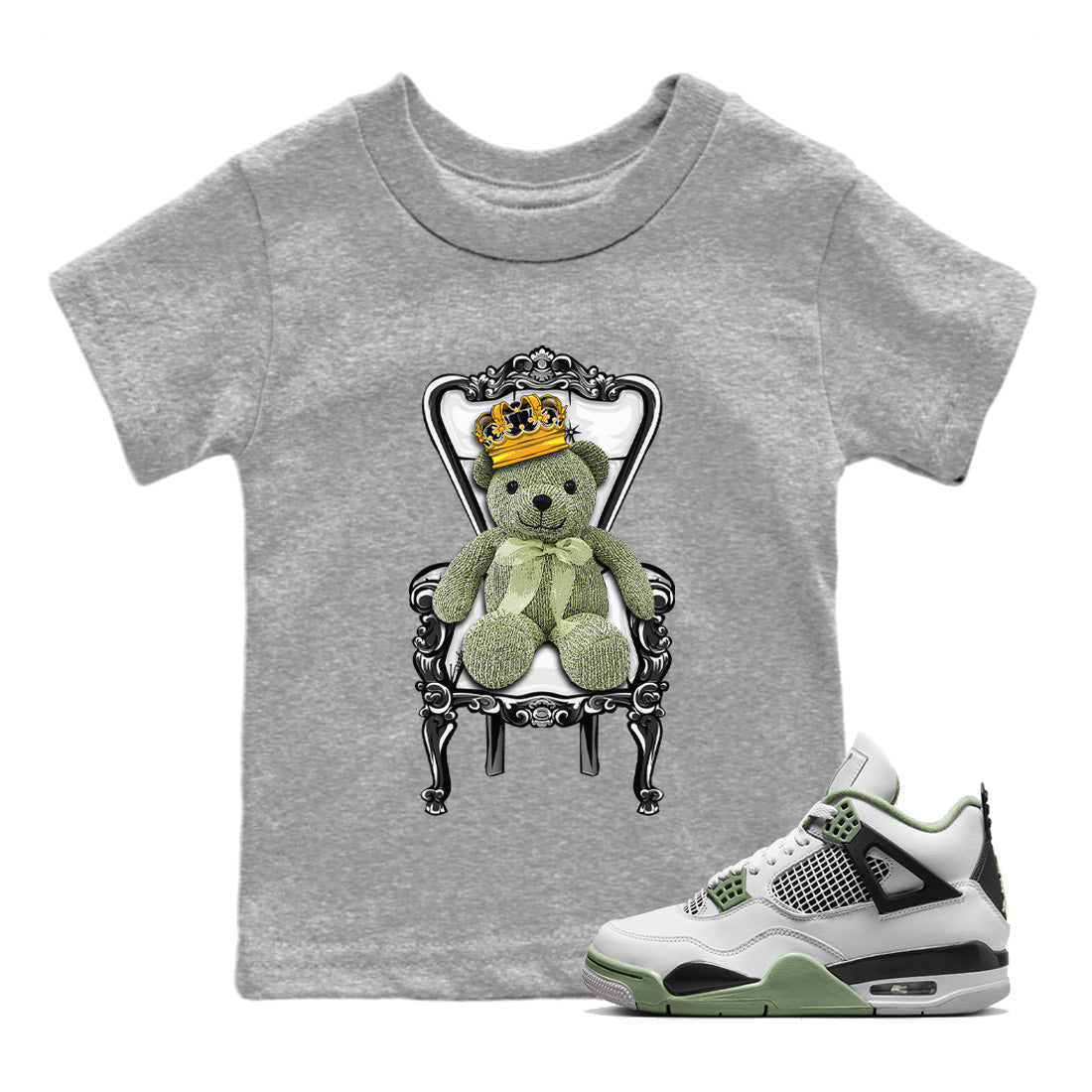 Jordan 4 Seafoam Sneaker Match Tees Royal Bear Sneaker Tees Jordan 4 Seafoam Sneaker Release Tees Kids Shirts