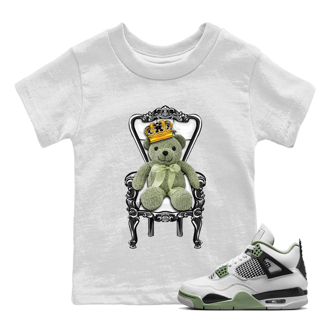 Jordan 4 Seafoam Sneaker Match Tees Royal Bear Sneaker Tees Jordan 4 Seafoam Sneaker Release Tees Kids Shirts