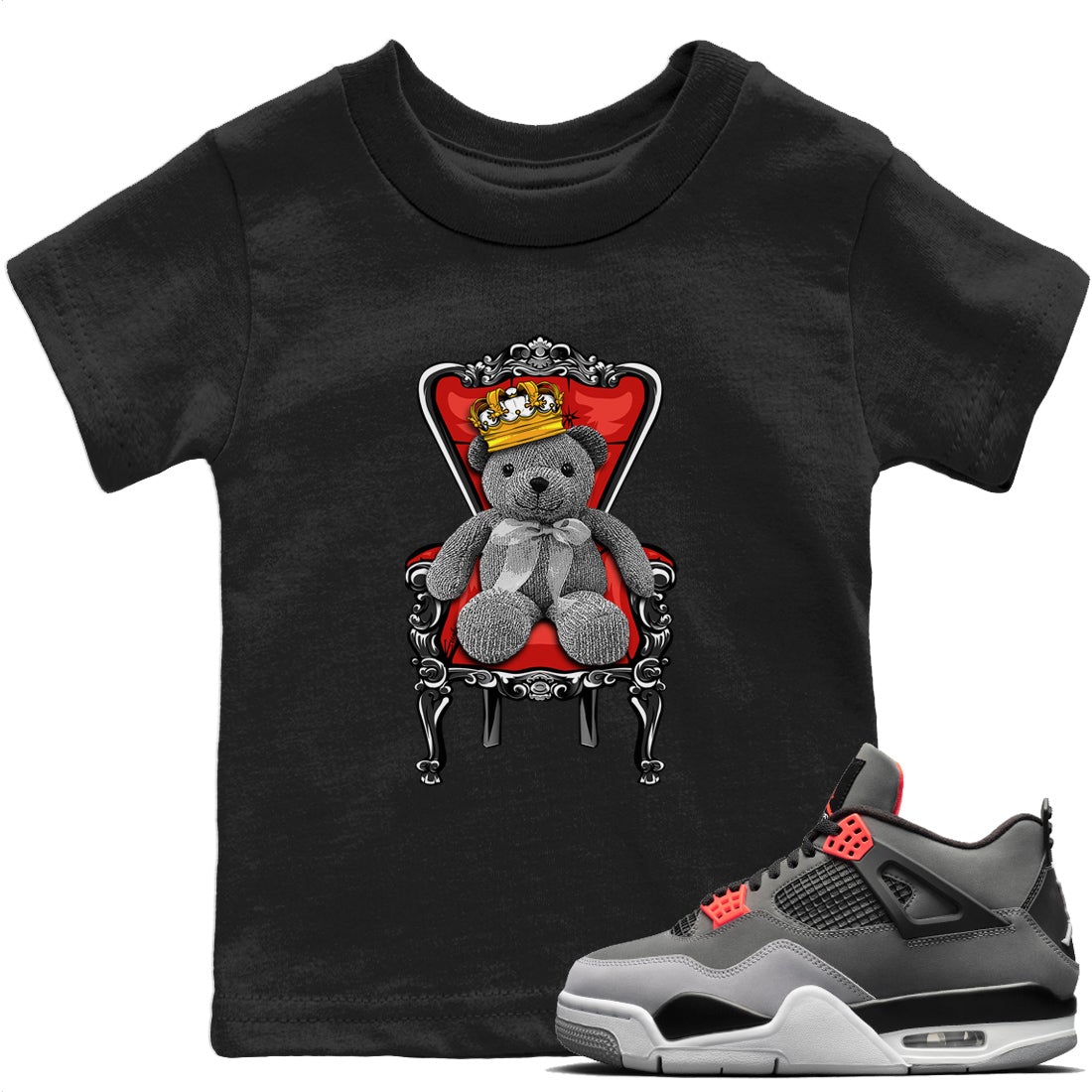 Jordan 4 Infrared Sneaker Match Tees Royal Bear Sneaker Tees Jordan 4 Infrared Sneaker Release Tees Kids Shirts