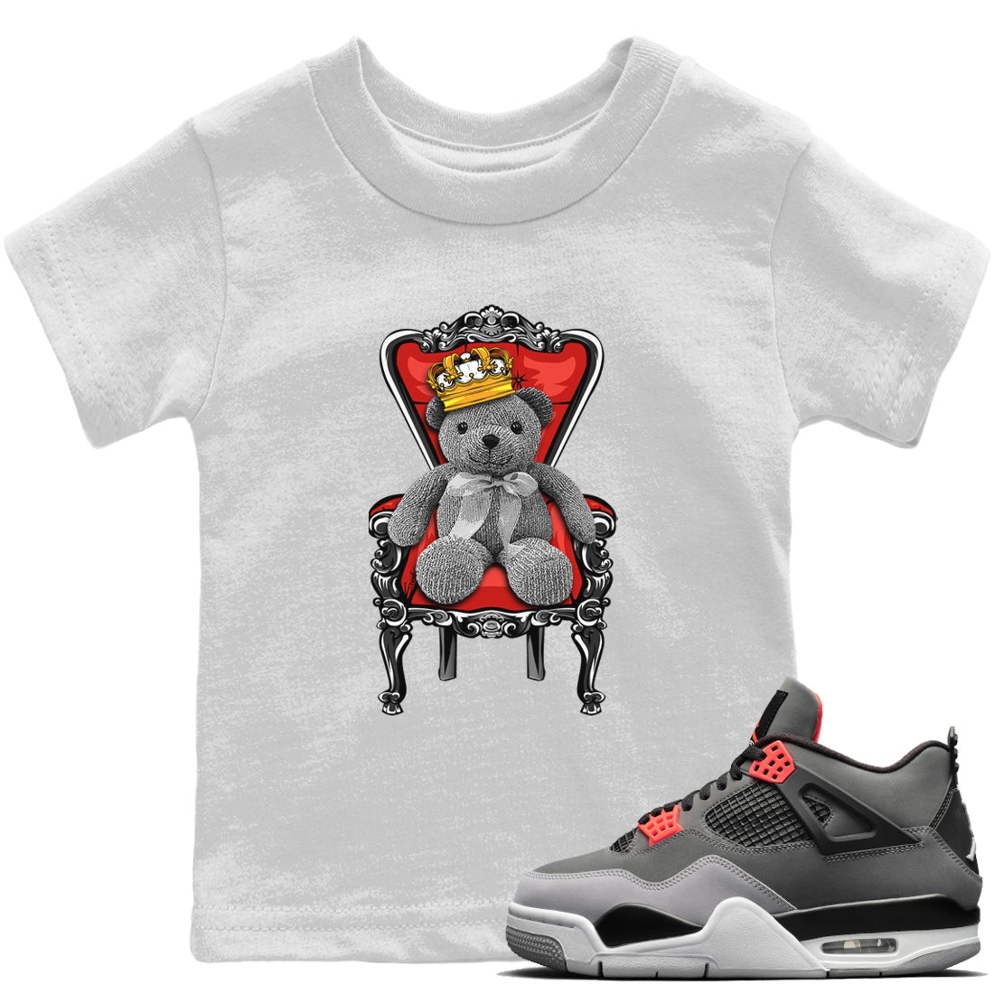 Jordan 4 Infrared Sneaker Match Tees Royal Bear Sneaker Tees Jordan 4 Infrared Sneaker Release Tees Kids Shirts