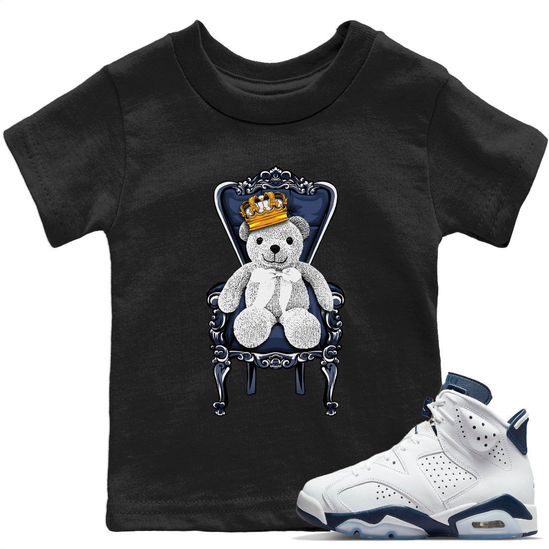 Jordan 6 Midnight Navy Sneaker Match Tees Royal Bear Sneaker Tees Jordan 6 Midnight Navy Sneaker Release Tees Kids Shirts
