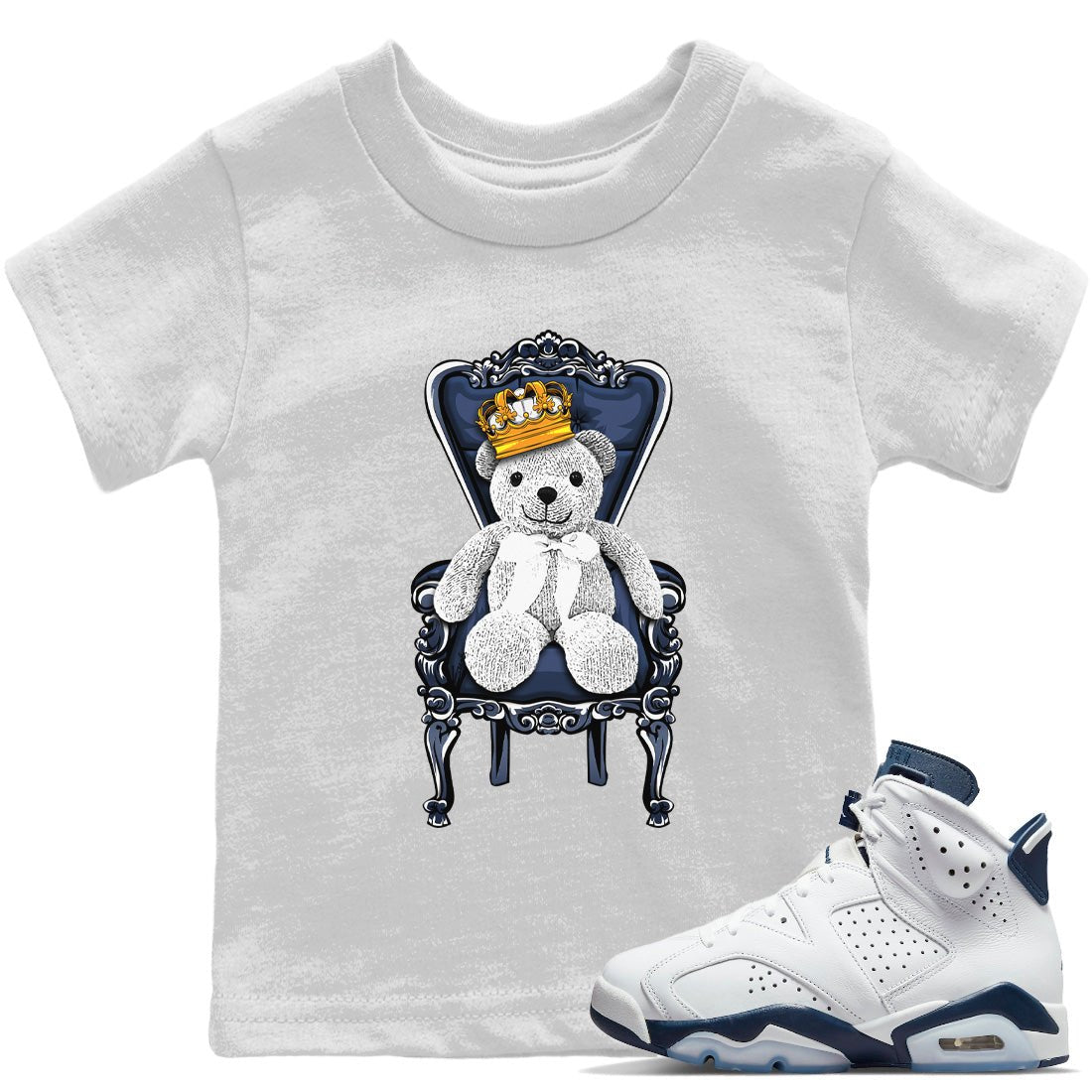 Jordan 6 Midnight Navy Sneaker Match Tees Royal Bear Sneaker Tees Jordan 6 Midnight Navy Sneaker Release Tees Kids Shirts