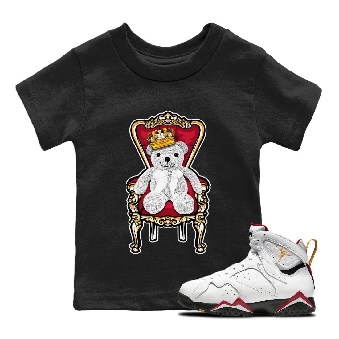 Jordan 7 Cardinal Sneaker Match Tees Royal Bear Sneaker Tees Jordan 7 Cardinal Sneaker Release Tees Kids Shirts