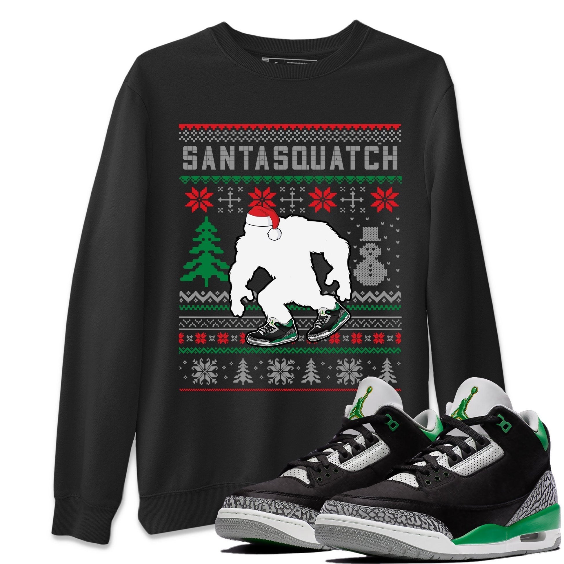 Jordan 3 Pine Green Sneaker Match Tees Santa Squatch Sneaker Tees Jordan 3 Pine Green Sneaker Release Tees Unisex Shirts