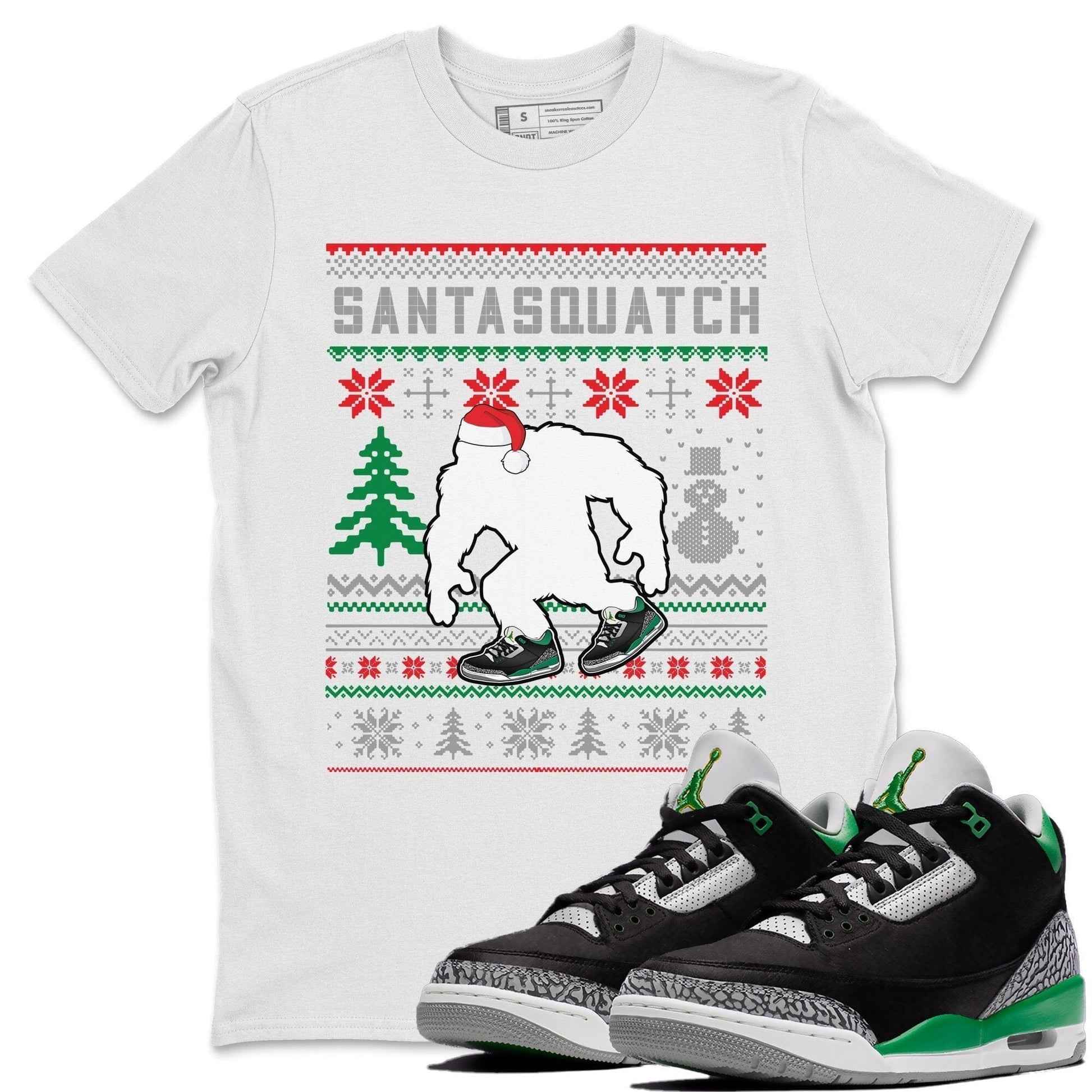 Jordan 3 Pine Green Sneaker Match Tees Santa Squatch Sneaker Tees Jordan 3 Pine Green Sneaker Release Tees Unisex Shirts