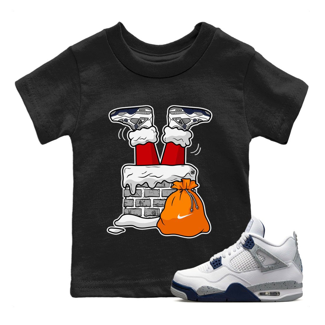 Jordan 4 Midnight Navy Sneaker Match Tees Santa Stuck In Chimney Sneaker Tees Jordan 4 Midnight Navy Sneaker Release Tees Kids Shirts