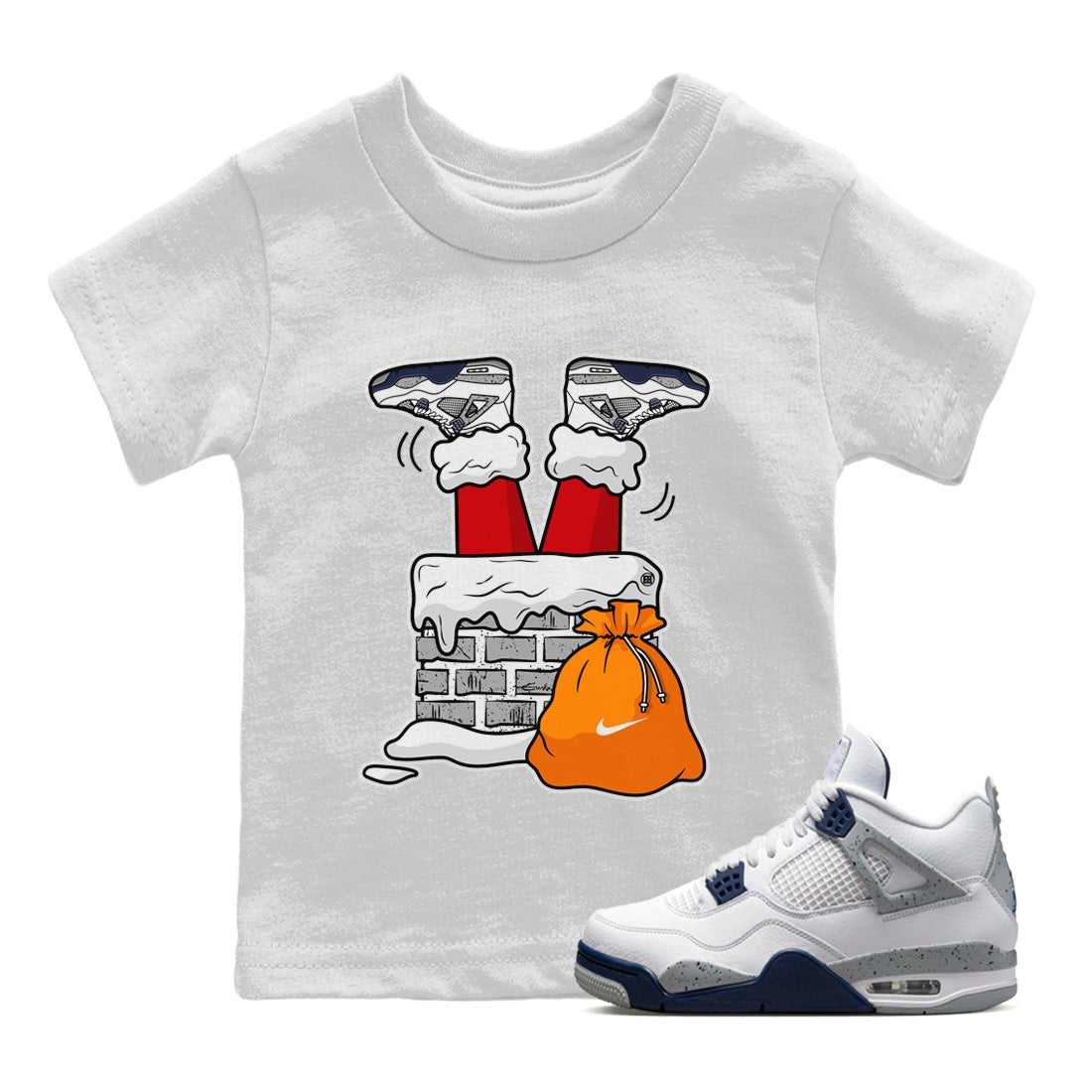 Jordan 4 Midnight Navy Sneaker Match Tees Santa Stuck In Chimney Sneaker Tees Jordan 4 Midnight Navy Sneaker Release Tees Kids Shirts