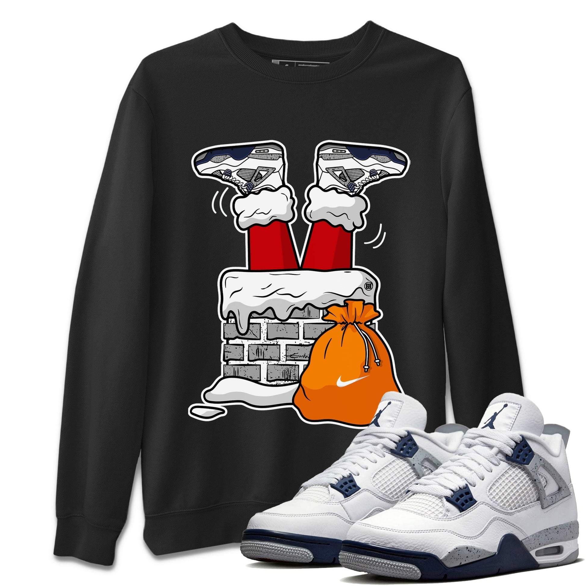 Jordan 4 Midnight Navy Sneaker Match Tees Santa Stuck In Chimney Sneaker Tees Jordan 4 Midnight Navy Sneaker Release Tees Unisex Shirts