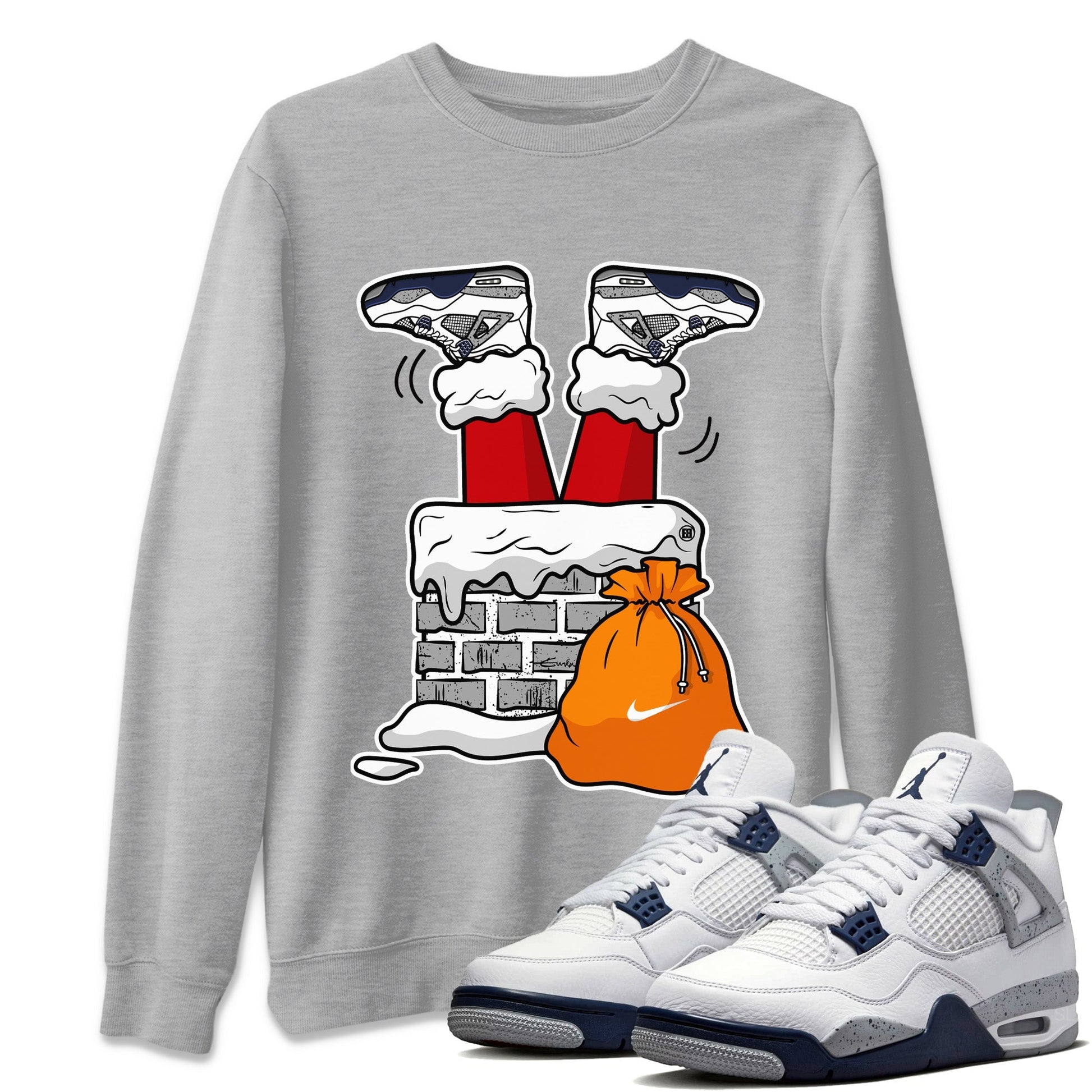 Jordan 4 Midnight Navy Sneaker Match Tees Santa Stuck In Chimney Sneaker Tees Jordan 4 Midnight Navy Sneaker Release Tees Unisex Shirts