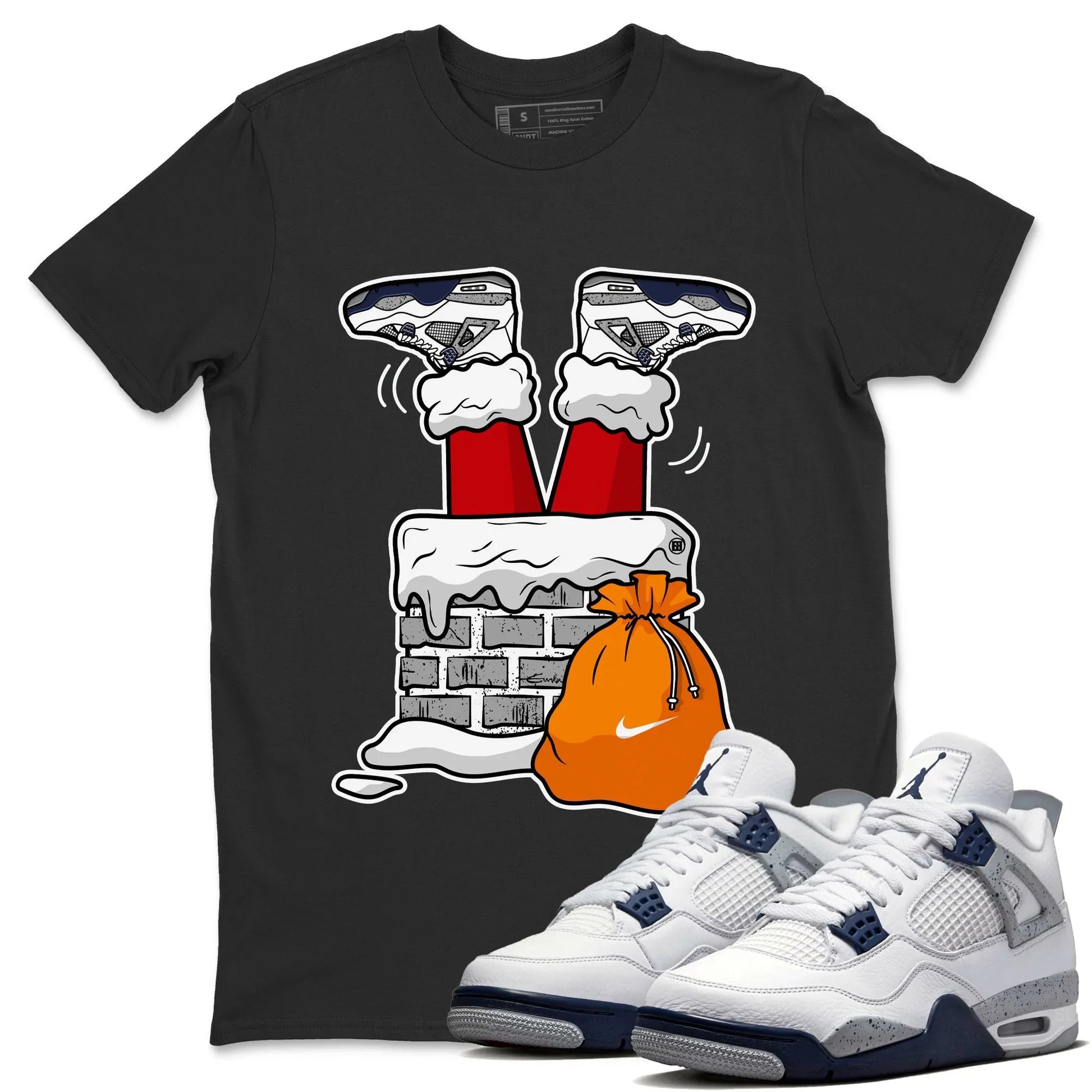 Jordan 4 Midnight Navy Sneaker Match Tees Santa Stuck In Chimney Sneaker Tees Jordan 4 Midnight Navy Sneaker Release Tees Unisex Shirts