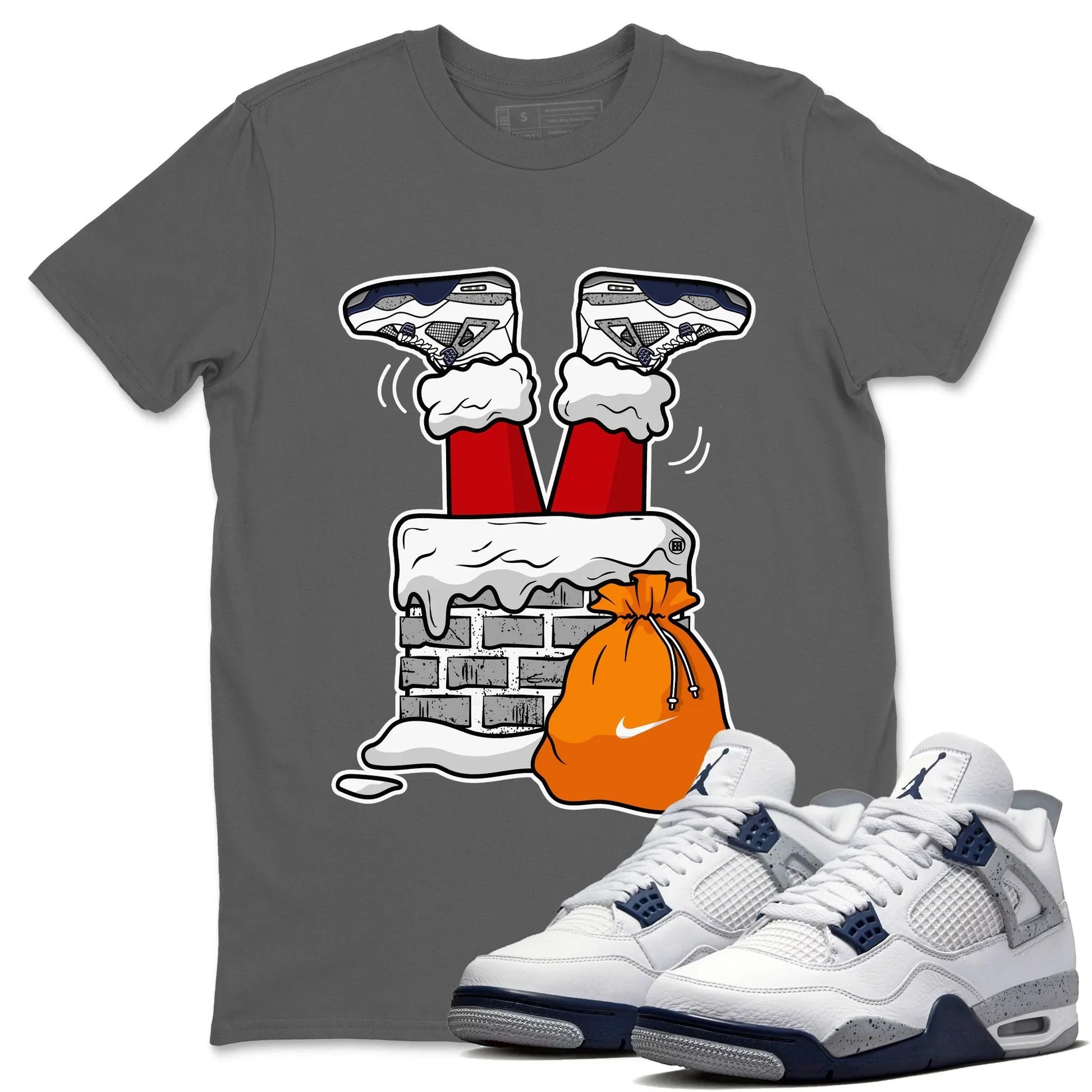 Jordan 4 Midnight Navy Sneaker Match Tees Santa Stuck In Chimney Sneaker Tees Jordan 4 Midnight Navy Sneaker Release Tees Unisex Shirts